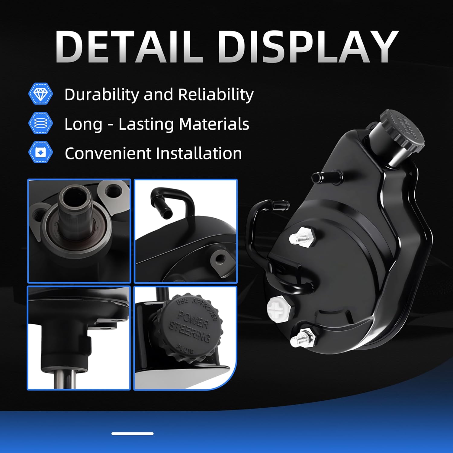 Power Steering Pump, 2001-2010 for Chevy Silverado 2500 HD for GMC Sierra 2500 HD, 2007-2010 for Silverado 3500 HD/Sierra 3500 HD, 2001-2006 for Silverado 3500/Sierra 3500, V8 6.6L, OE 208757