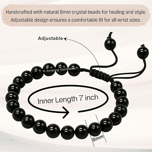 Miniatura 275 de Amazing Gemstone Crystal Bracelet for Women Men's Gifts - Protection Healing Crystal Bracelet - 8mm Gemstone Beaded Adjustable Bracelet Pulseras