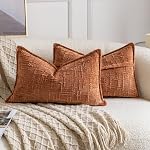 MADIZZ Decorative Chenille Neutral Pillow Covers 30x50 cm Yellow Pack of 2 Throw Pillows for Couch Sofa Boho Accent Pillow Cases for Bed Cushion for Bedroom Living Room Modern Home Decor