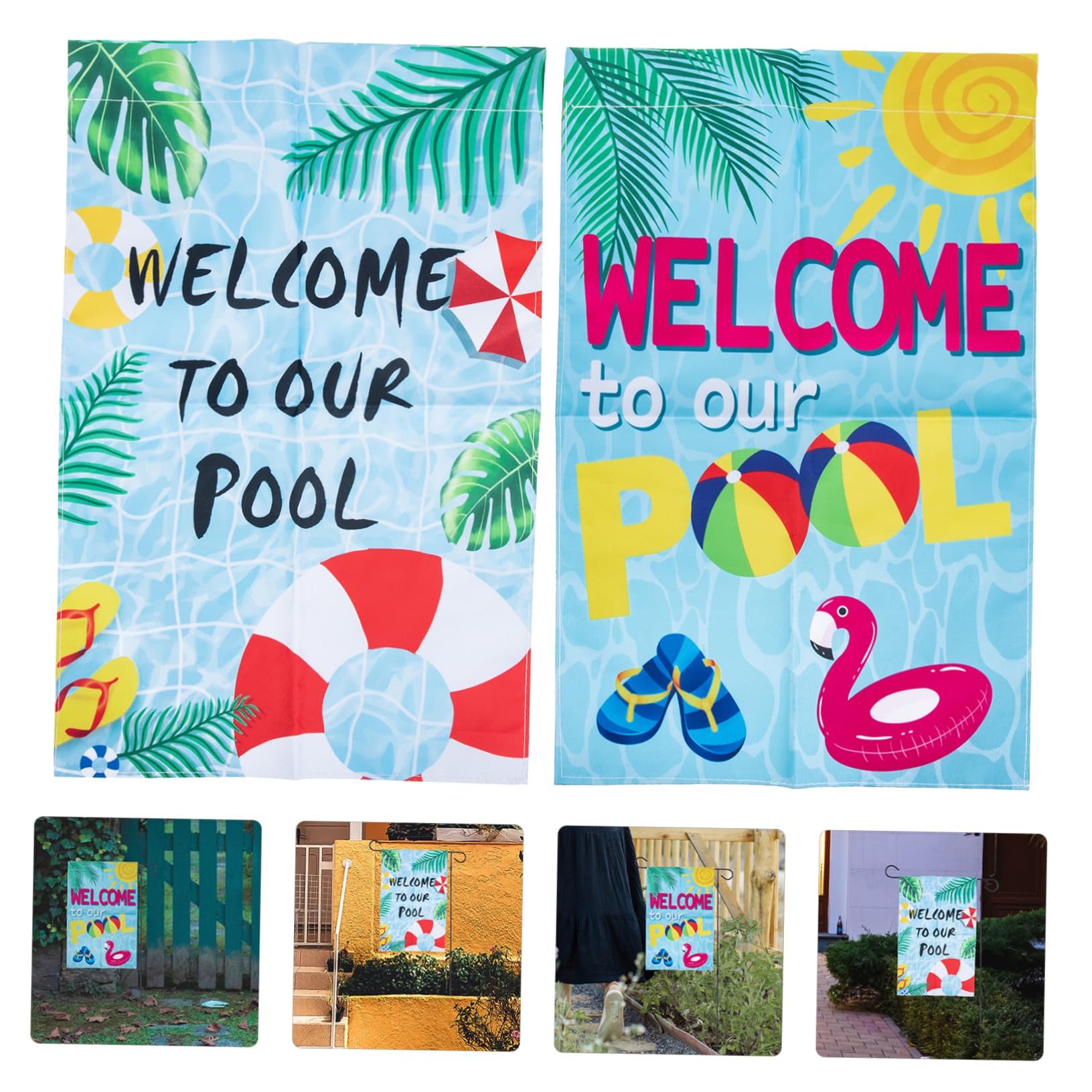 Toyvian 5 Sätze Gartenflaggen Für Pool Sommerliche Willkommensflagge Doppelseitige Dekoration Für Garten Terrasse Und Poolbereich Langlebig Und Farbecht 2 Stücke * 5