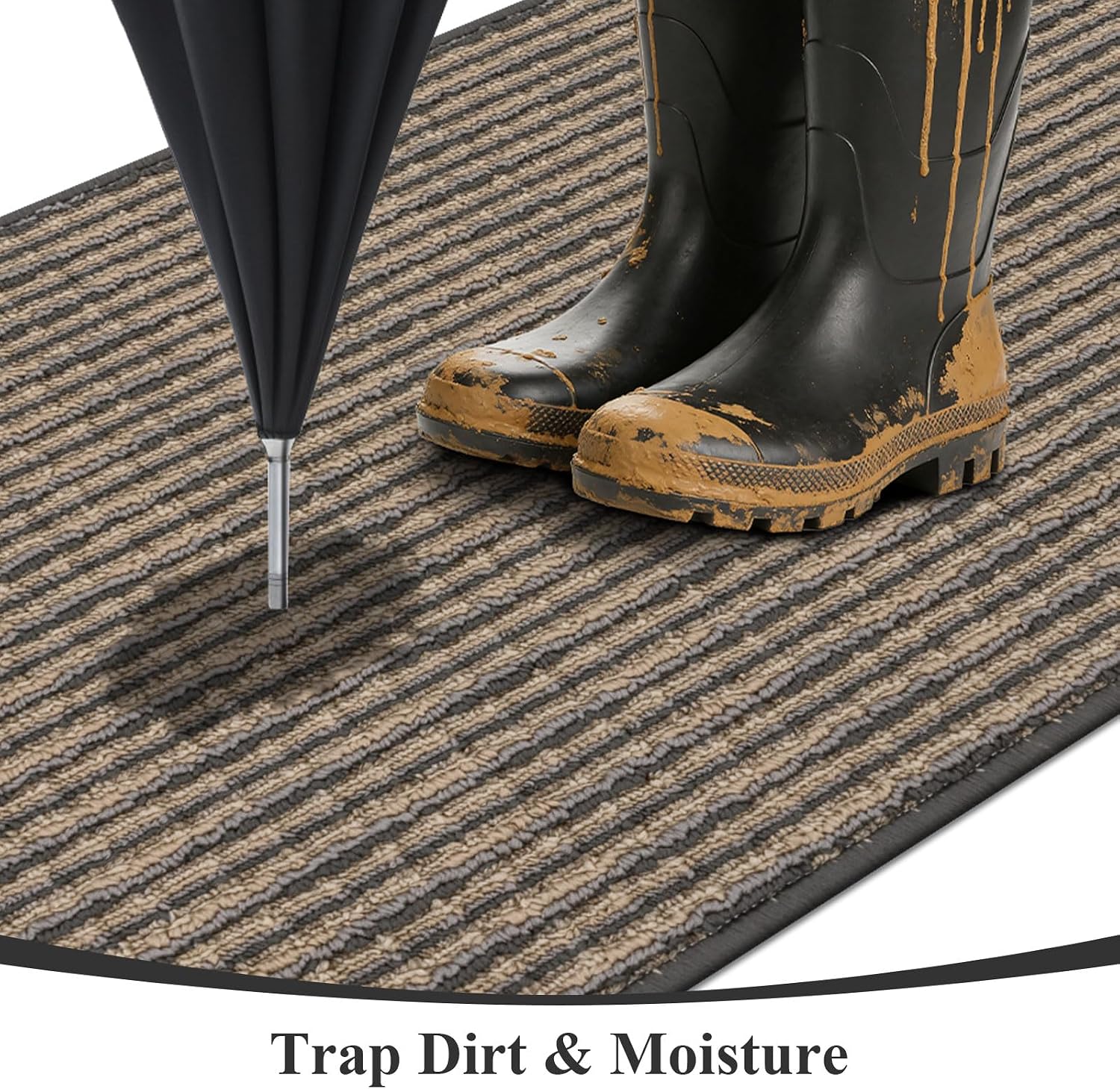 SHACOS Non Slip Kitchen Runner Rug 2x6 Ft, Rubber Backed Washable Runner Rug Floor Mat for Hallway, Dirt Trapping Entryway Rugs Indoor Carpet Runners for Bathroom Laundry Living Room, Coffee