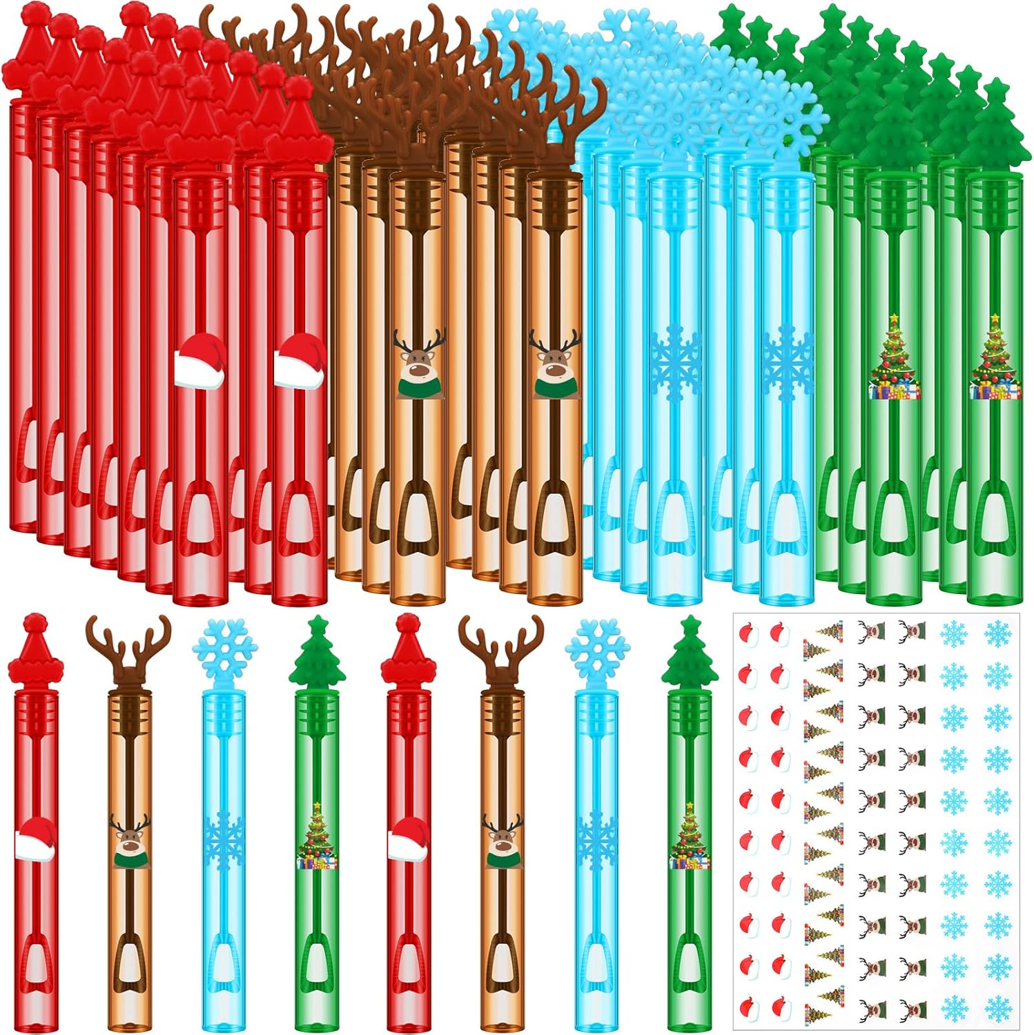 Shappy 160 Christmas Bubble Wands, Mini Bubble for Christmas Party Favors, Santa Claus Deer Snowflake Novelty Supplies Xmas Birthday Party Gift Sock Fillers Gifts