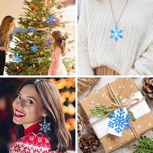 Miniatura 5 de Actvty Moldes de resina de copo de nieve de silicona, 9 piezas de moldes de fundición de resina de copo de nieve, moldes de resina de adorno de