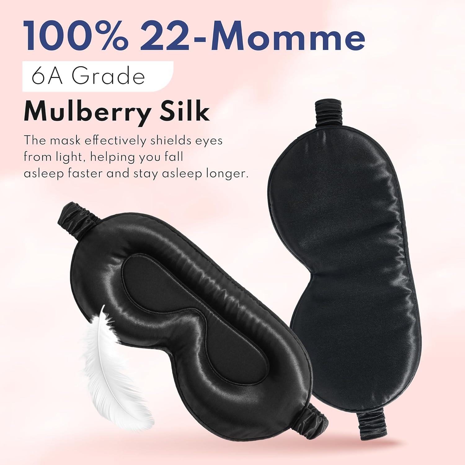 Blissy Silk Sleep Mask Profile - 100% Pure Mulberry Silk 22 Momme 6A Fibers Silk Eye Sleeping Mask for Women & Men for Total Blackout - Blindfold Silk Sleep Mask Side Sleeper Eye Cover (Black) - Image 4