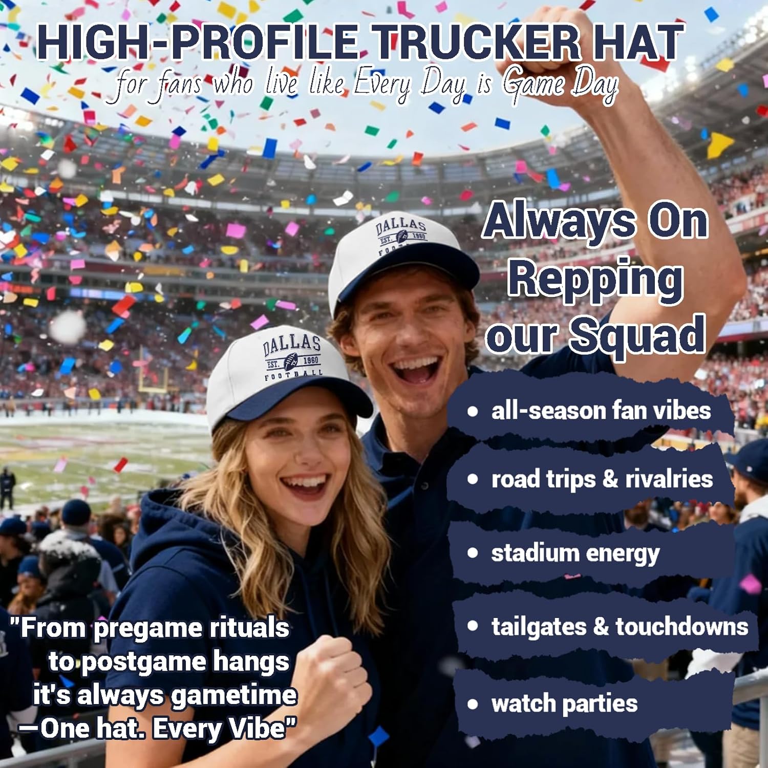 3D Embroidered Upside Down City Baseball Hat ,Adjustable Football Hat for Men Women Game Day Apparel Gifts - Image 4