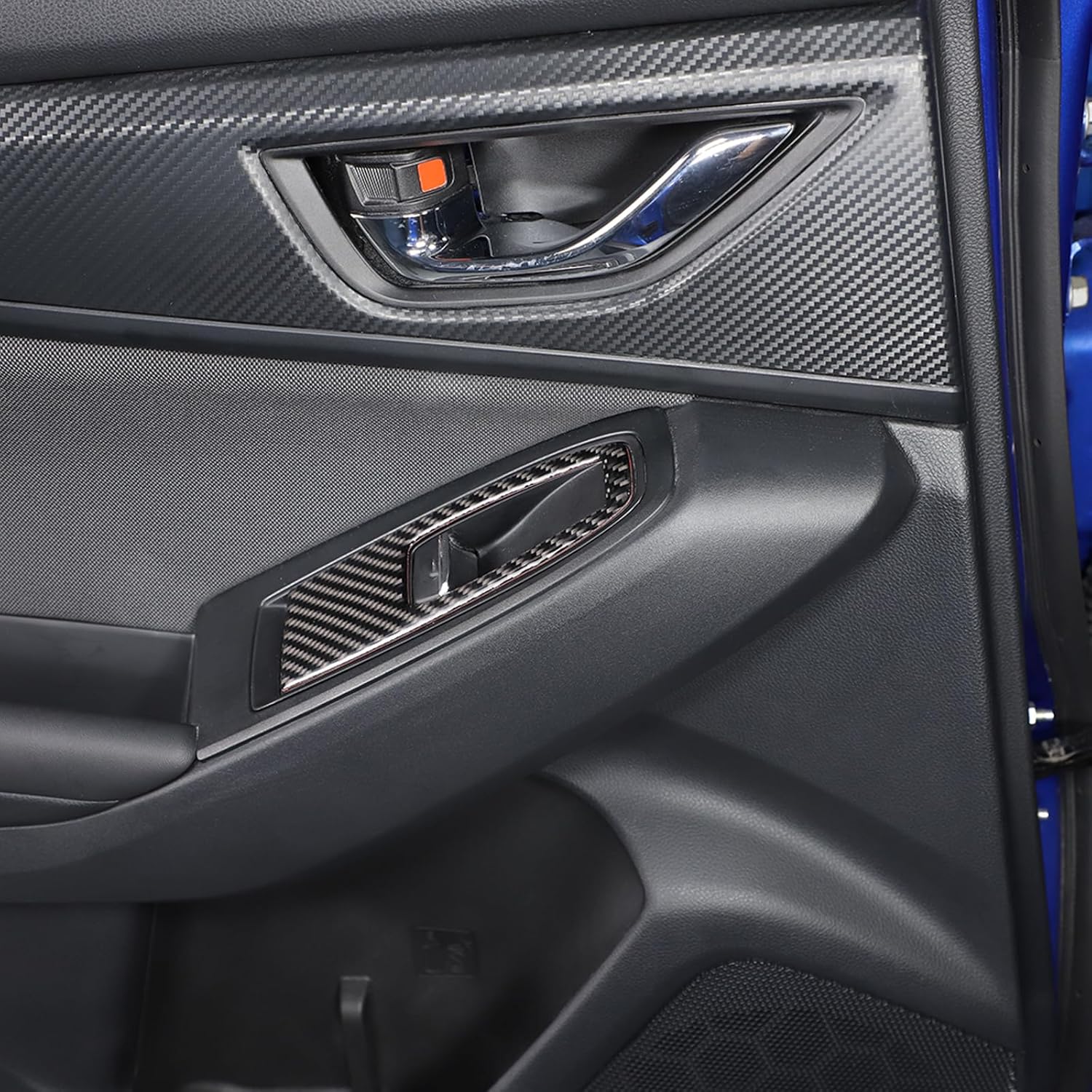 Soft 3D Real Carbon Fiber Car Window Lift Switch Button Frame Cover Sticker Trim Decor Trim Kit Compatible with Subaru WRX 2022 2023 Interior Decoration Accessories (Inner Frame, Black)