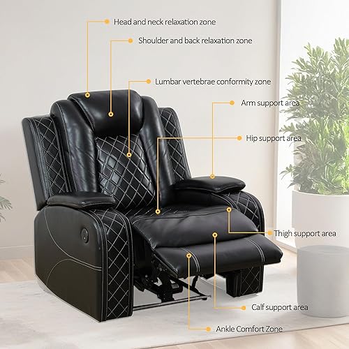 Miniatura 3 de Juego de sofá reclinable eléctrico juego de 3 piezas reclinable seccional, reclinable inteligente, sillón reclinable de cuero transpirable con