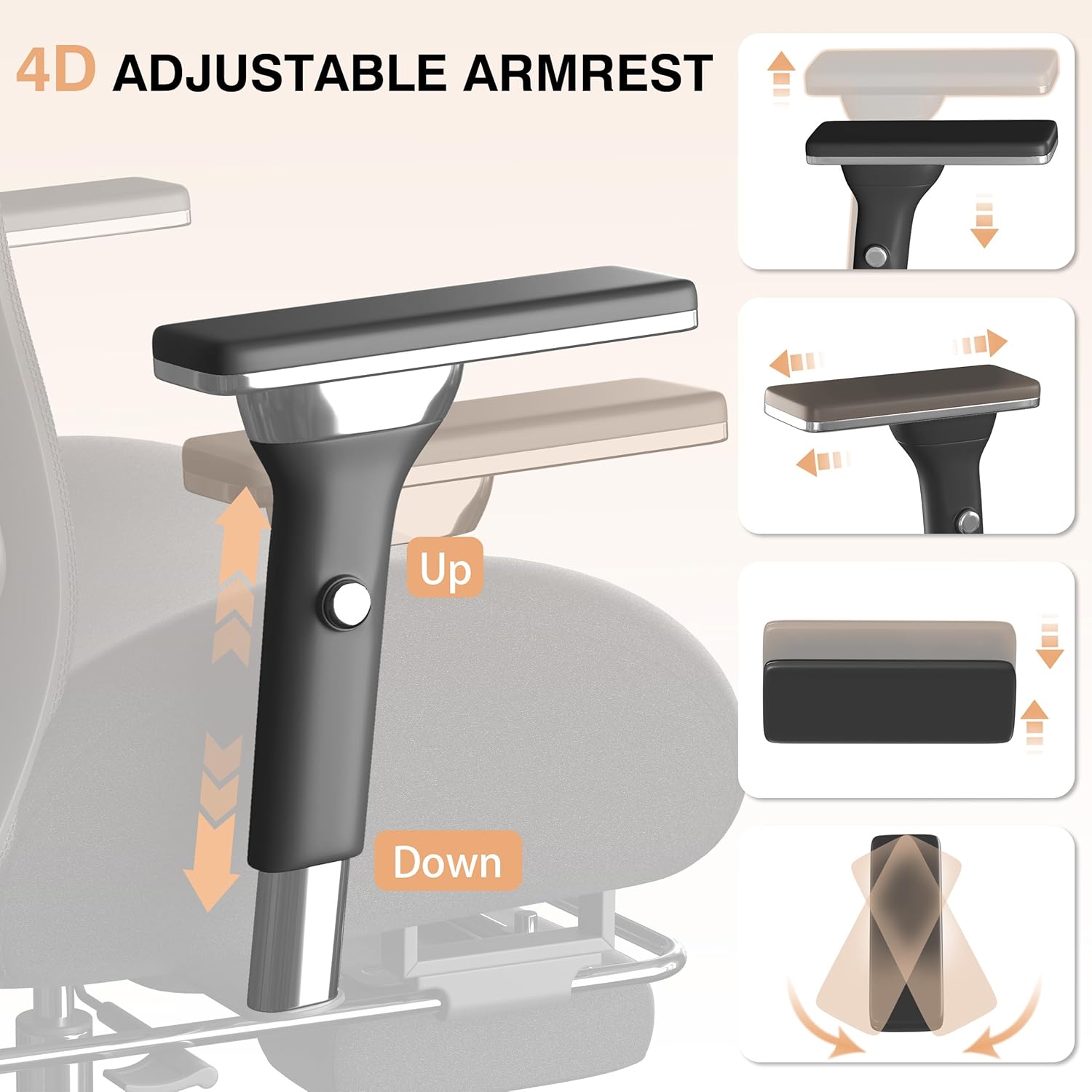750lbs Big and Tall Office Chair with Wide Thick Seat Cushion,Ergonomic Mesh Chairs for Heavy People,Computer Desk Chair with 4D Armrests,Adjustable Lumbar Support for Long Hours Daliy Work,Grey
