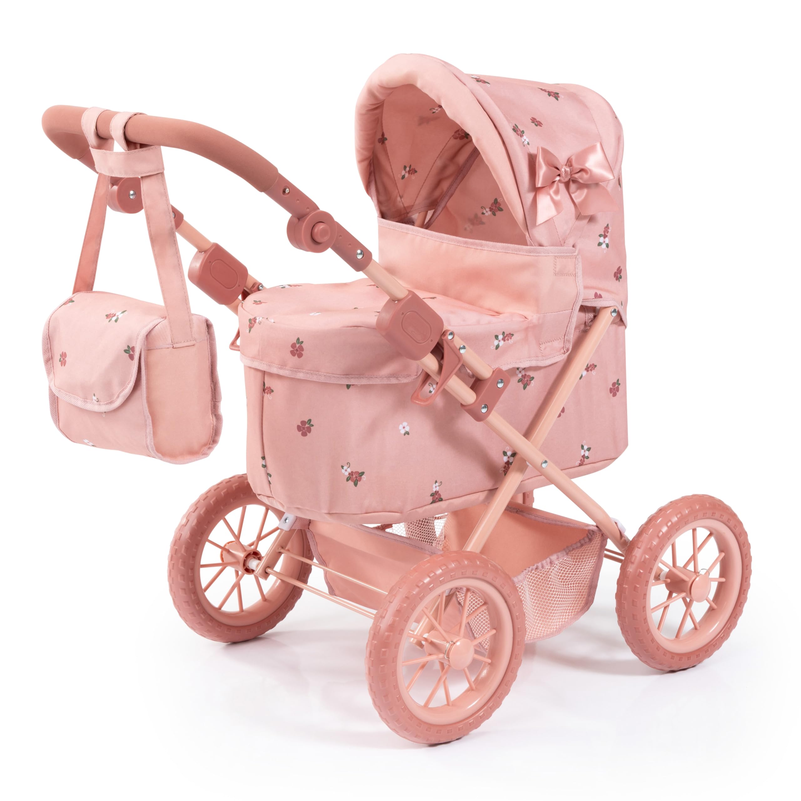 Bayer Design 13026AB Dolls pram stroller Trendy, height-adjustable handle, foldable, big wheels, bag, integrated basket - for girls and boys, 3+ age — image 1