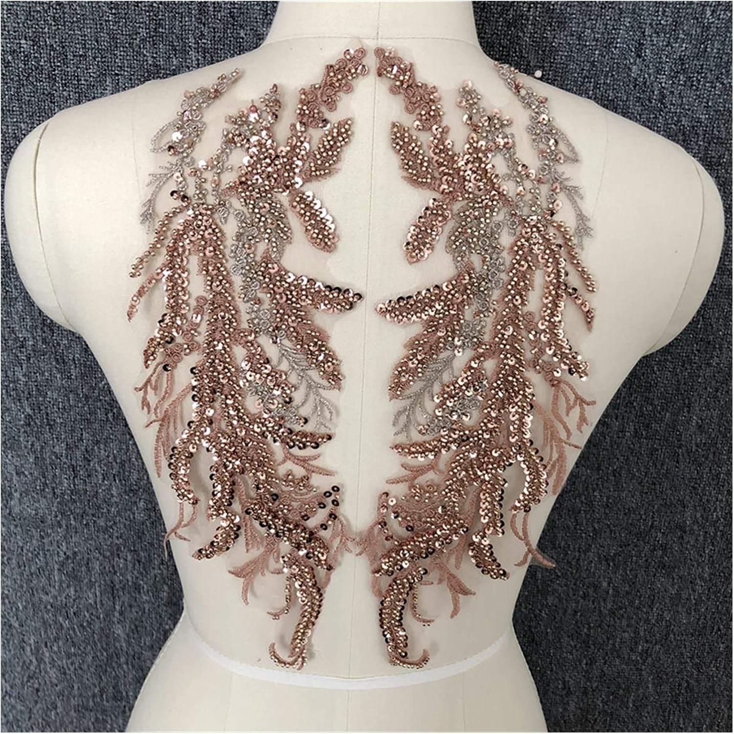 装飾パッチ 18 色 1 ペア ビーズ スパンコール 3D デカール ミラー フラワー レース ファブリック イブニング ドレス フ