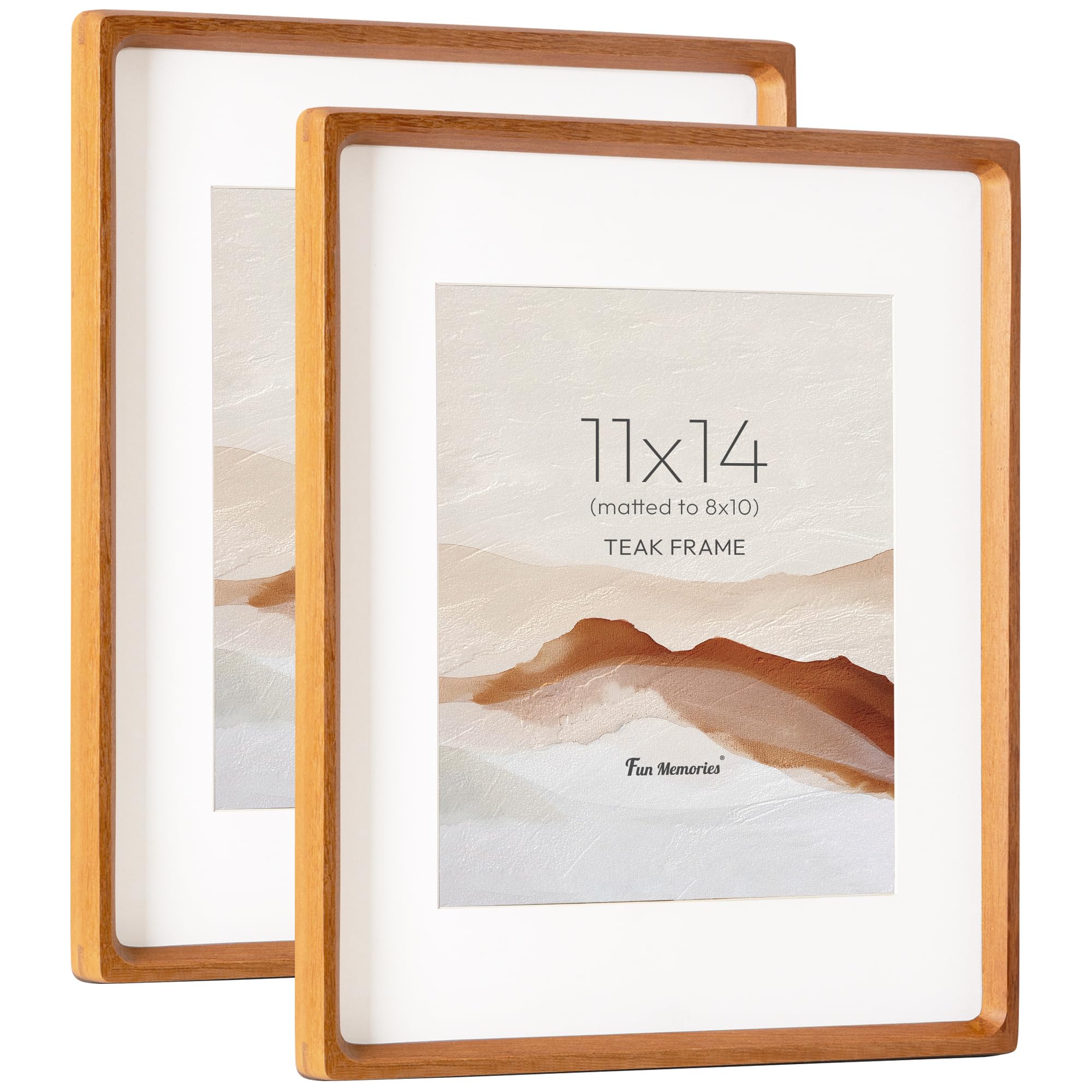 Cadre photo bois de teck 28x35,6 cm avec verre trempé HD fait main