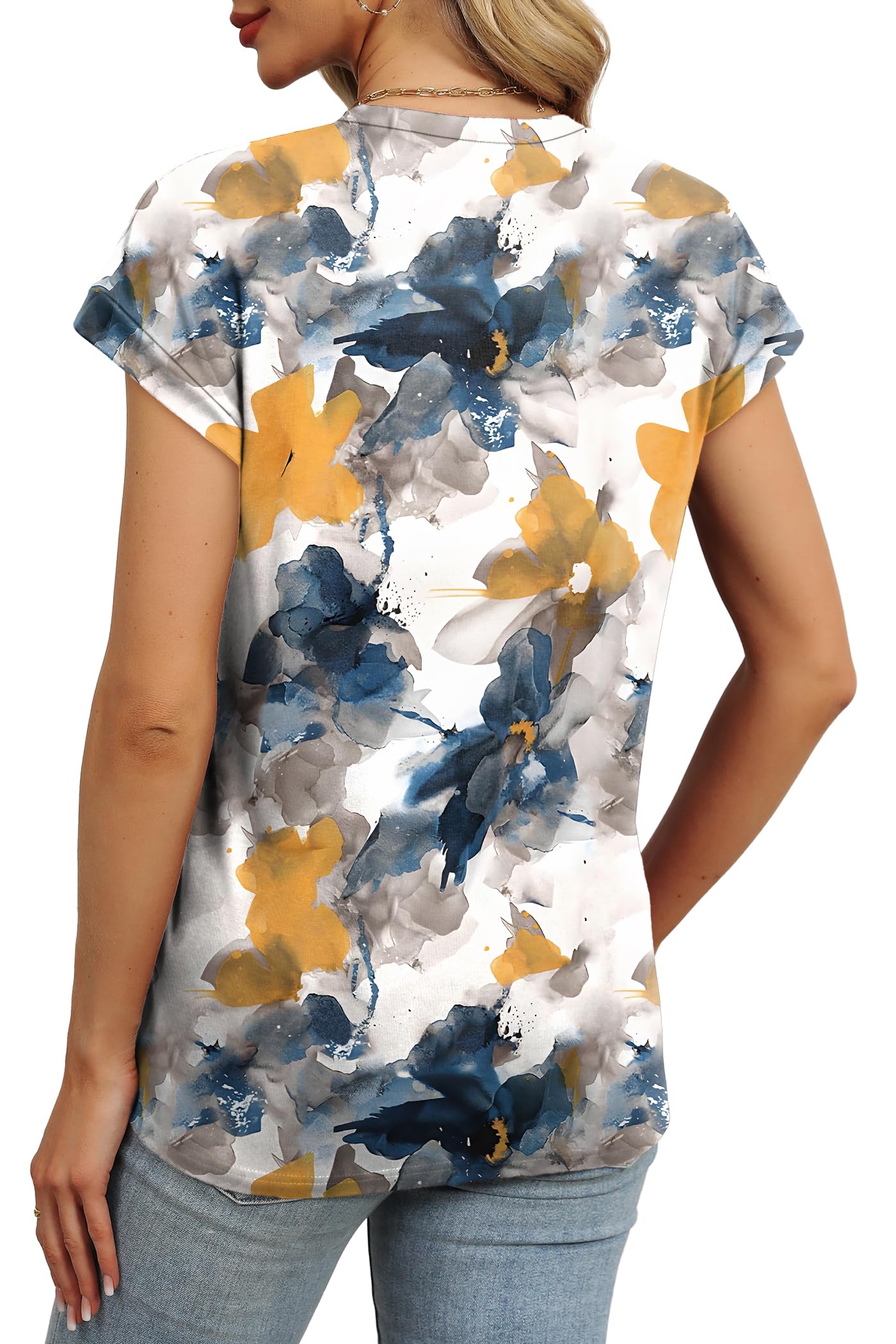 Alaroo Womens Summer Tops Short Sleeve Shirts Crew Neck Cute Trendy Tunic Blouses (S-3XL)