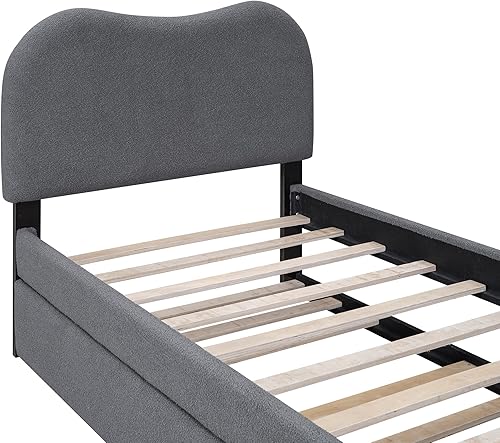 Miniatura 165 de SOFTSEA Cama de plataforma tapizada tamaño Queen con cajón de almacenamiento, marco de cama tapizado con cabecera con respaldo de alas, soporte de