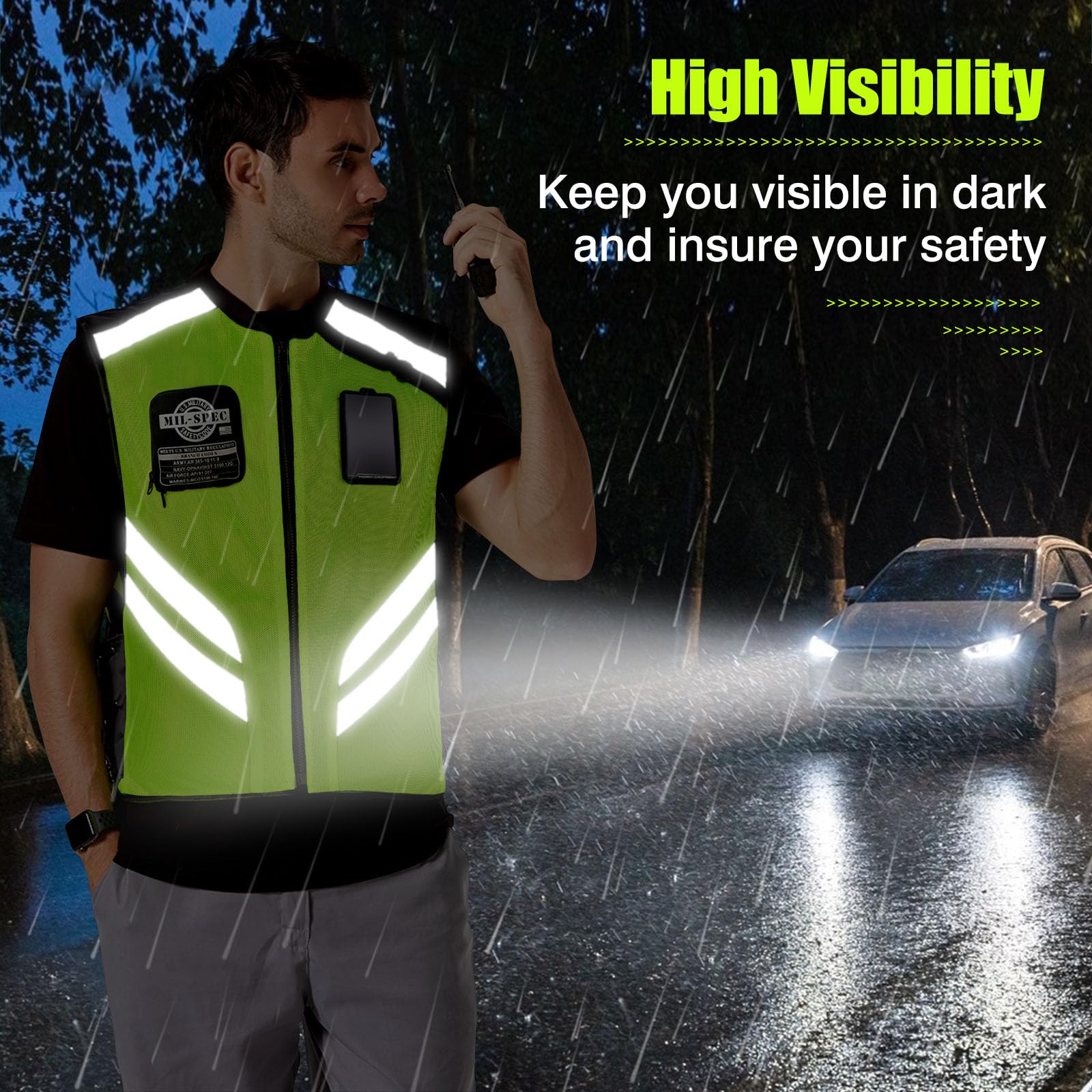 Chaleco de Moto Seguridad Reflectante sin mangas para Motocicleta