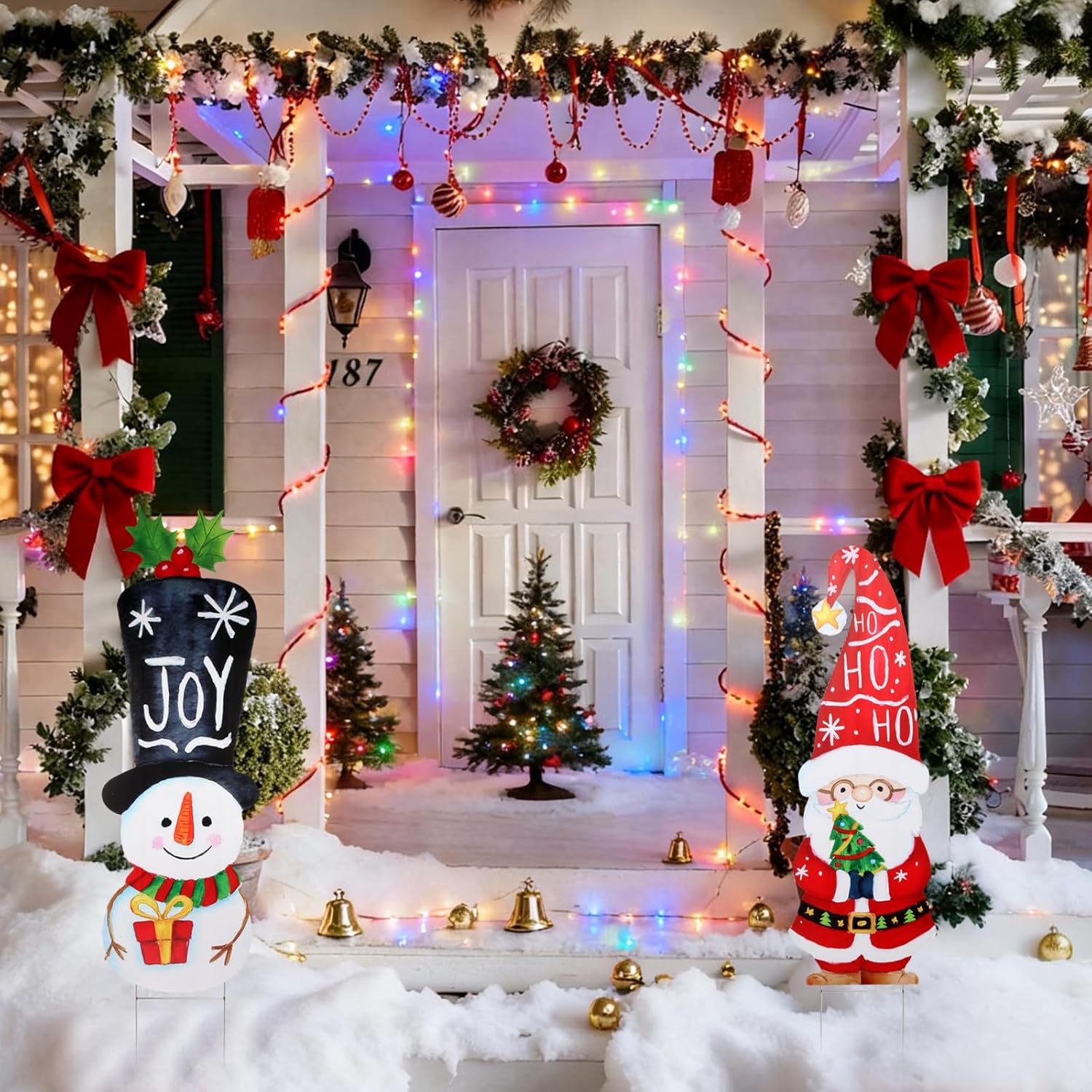 Outdoor Christmas Decorations,2pcs 39.3inch Large Santa Claus Snowman Yard Signs with Metal Stakes,Garden & Path Decoration,New Year Party,Household Items for Festivals,Home Porch Lawn Decoration - Image 6