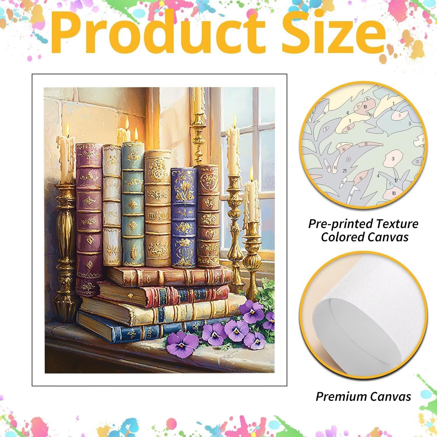 WEISHIWE Dipingere con i Numeri Adulti Libro e fiori, 60x80cm s-888