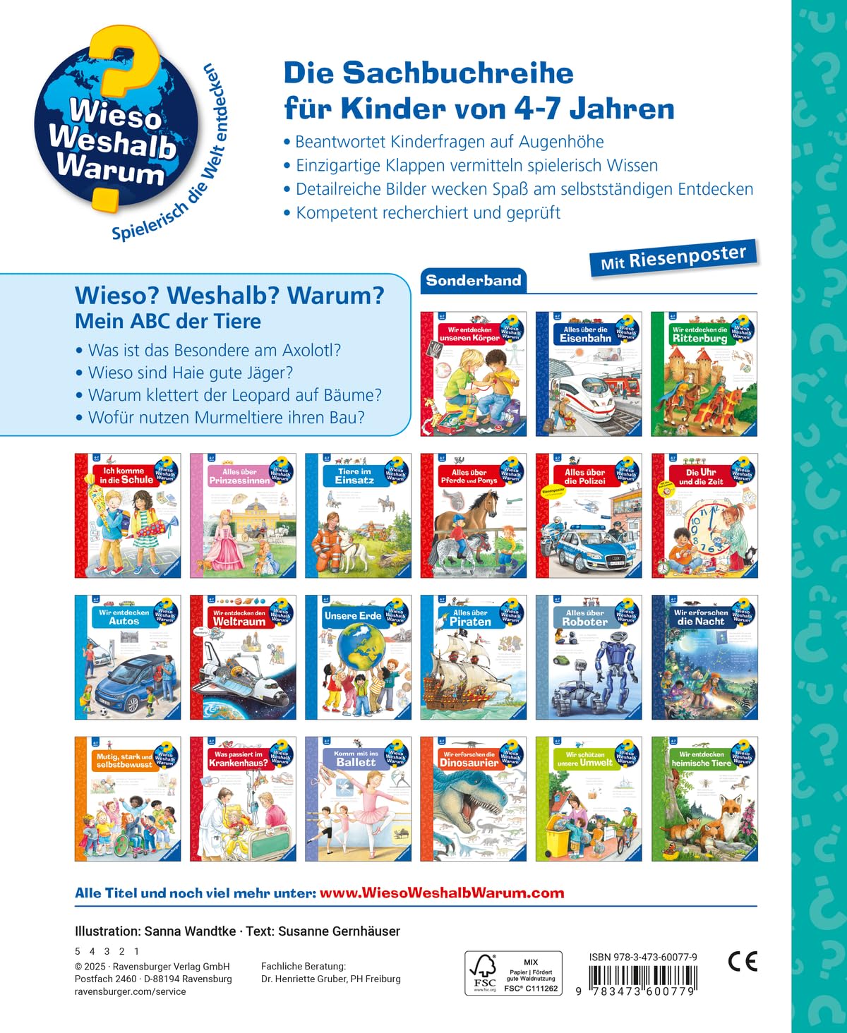 Wieso? Weshalb? Warum? Sonderband - Mein ABC der Tiere (Sachbuch ab 4 Jahre - mit Klappen und riesigem Poster)