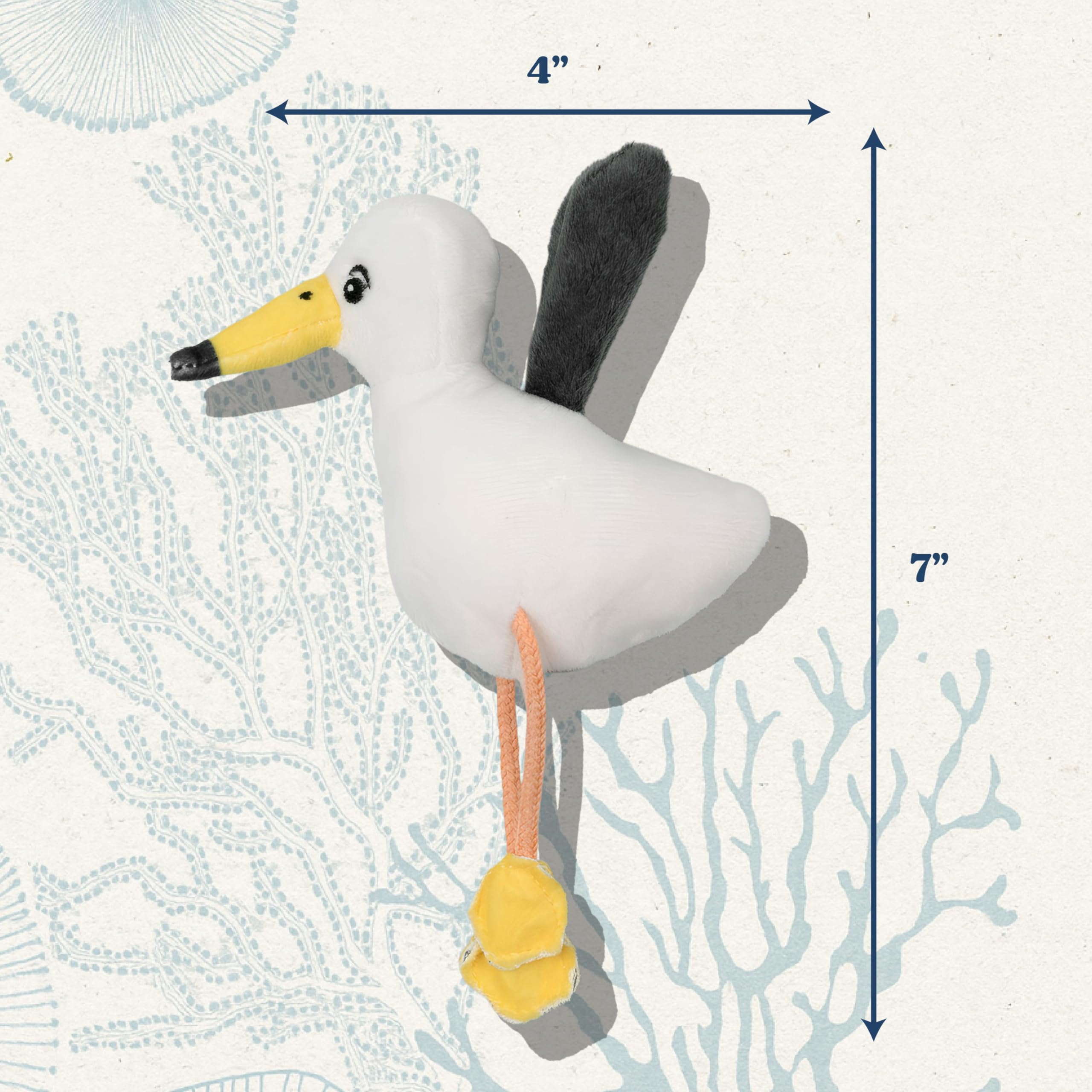 Jouet en peluche pour chat | Collection océan | Jouet en forme de mouette à pattes pendantes pour chats d'intérieur | Jouets interactifs en peluche pour tapoter et jouer | Fabriqué avec des