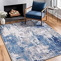 Vista 1 de Washable Area Rugs 3'x5' Non-Slip Modern Abstract Soft for Living Room Entryway Bedroom Nursery, Print Pattern, Blue Grey Navy Gray