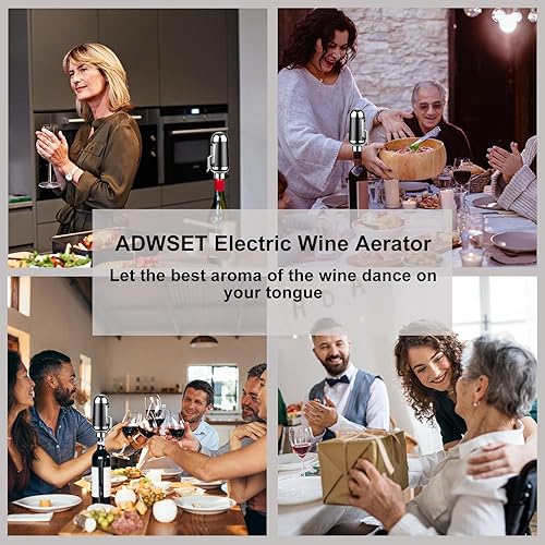 Miniatura 6 de ADWSET - Aireador de vino, decantador eléctrico de vino mejorado, aireador de aire de vino, dispensador de vino con boquilla para entusiastas