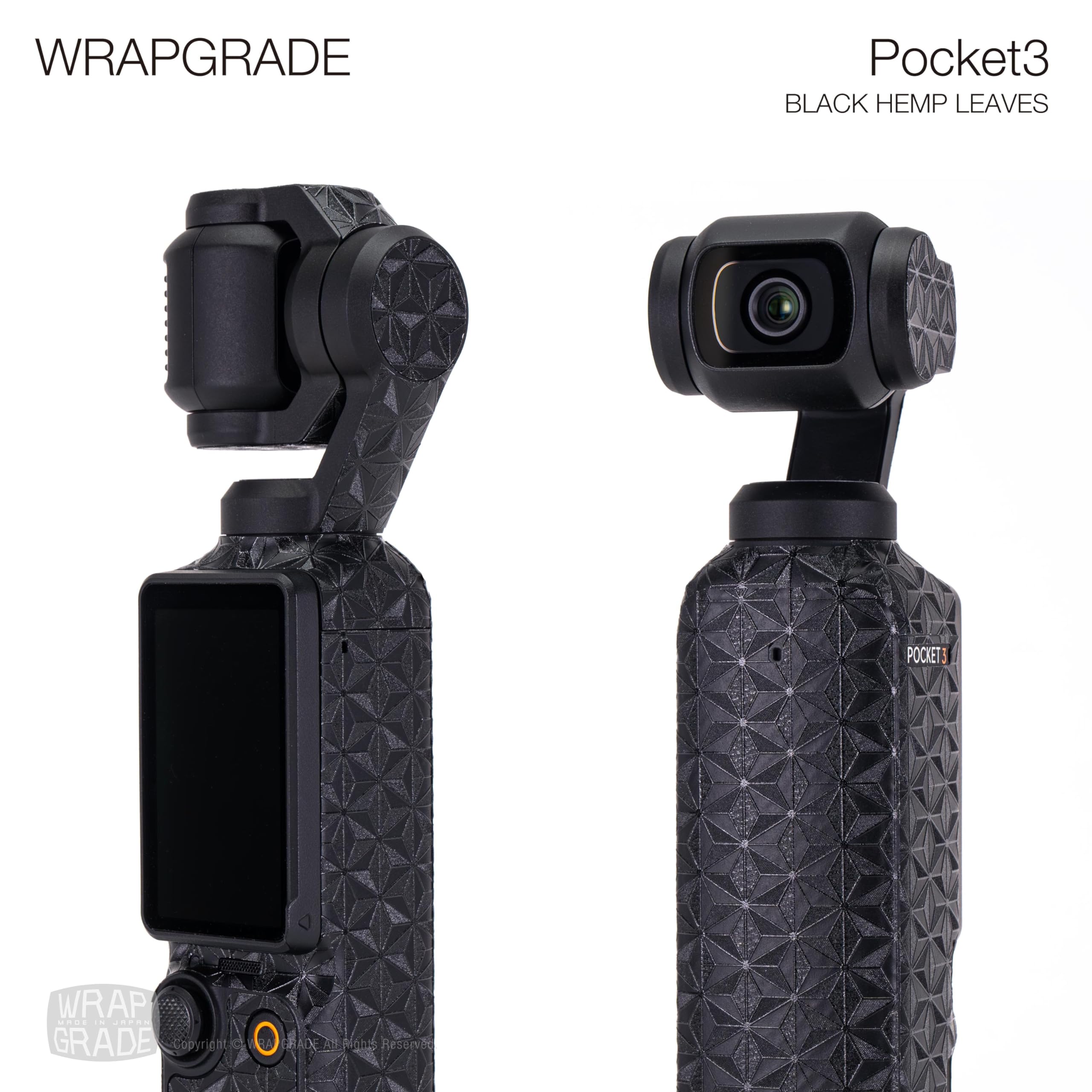 WRAPGRADE Skin Adesivi compatibili con DJI Osmo Pocket 3 Decalcomania (BLACK HEMP LEAVES)