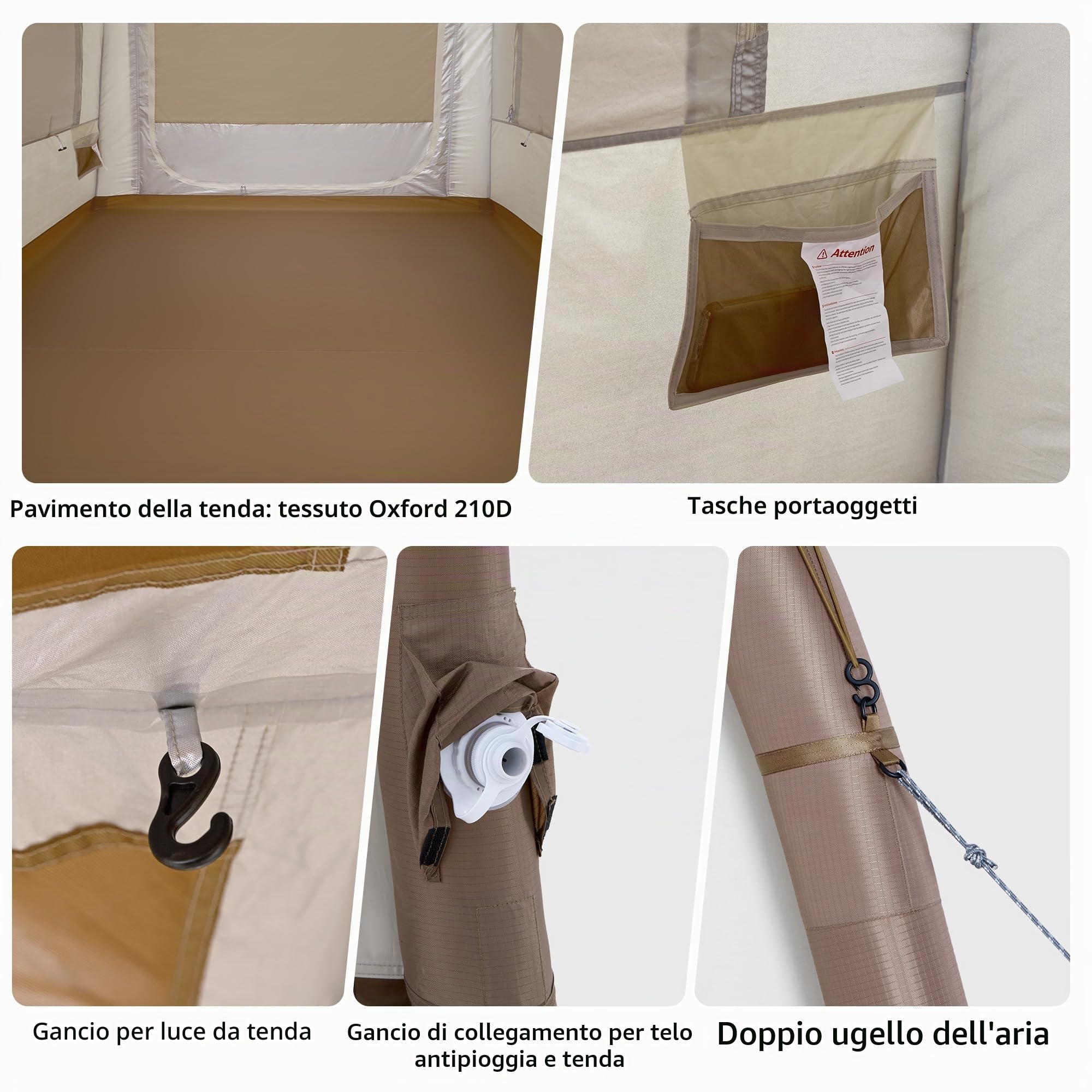 Naturehike Ango Air tenda gonfiabile per 3 persone, impermeabile, installazione rapida, tenda familiare per campeggio, in auto e all'aperto