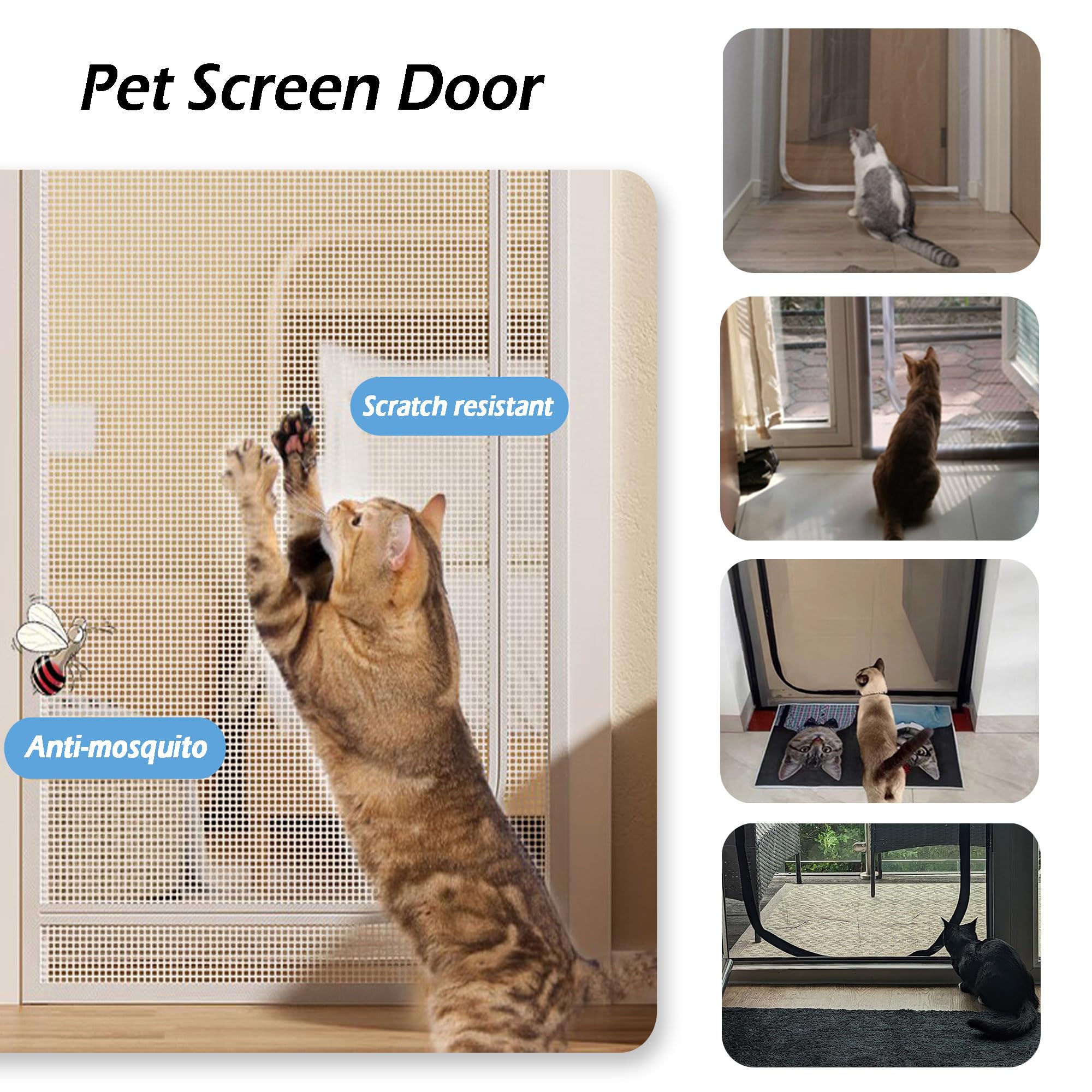 Zanzariera per animali domestici di dimensioni personalizzate, protezione dagli insetti e dagli insetti, resistente ai graffi e ai graffi, per evitare che gli animali domestici escano (larghezza x