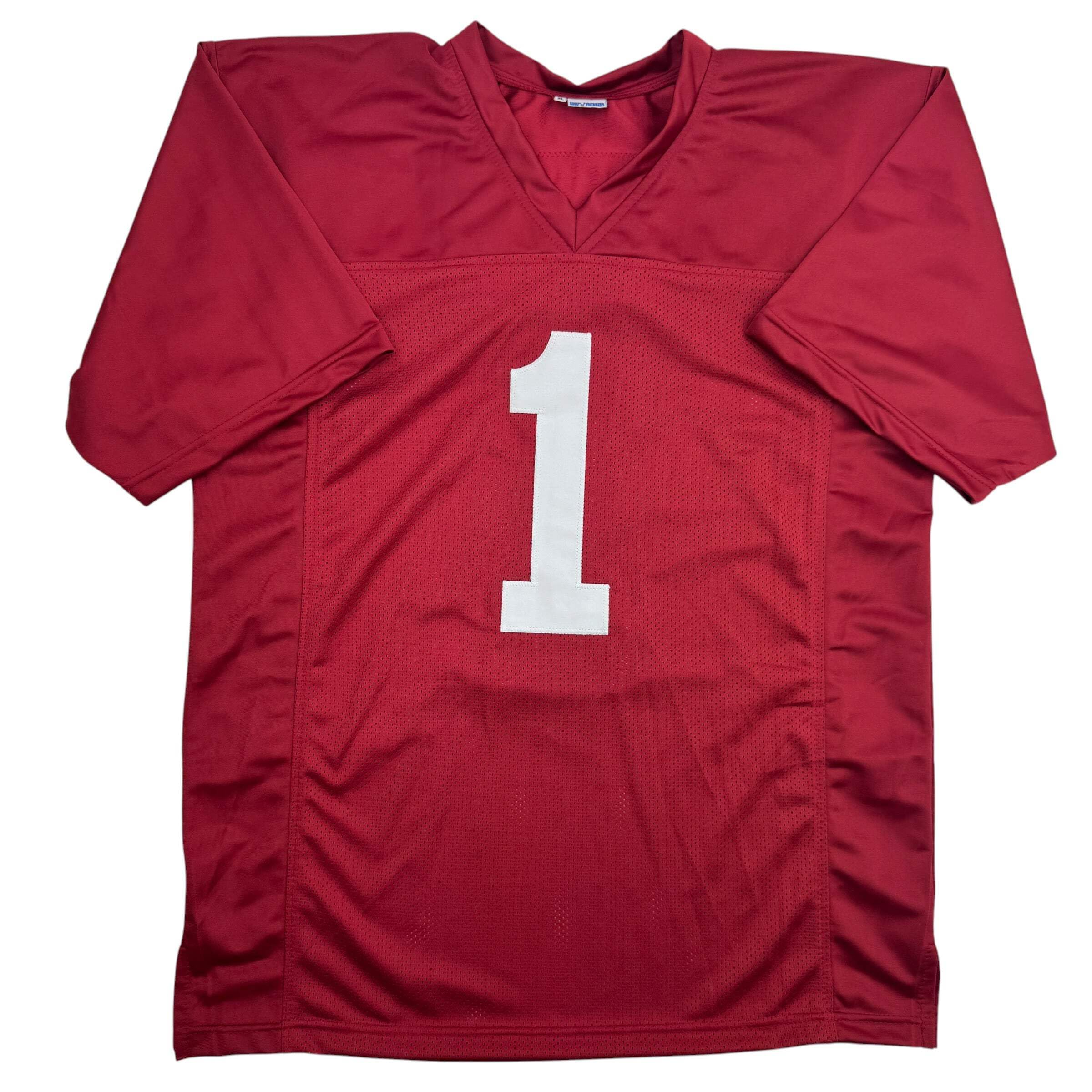 Autographed/Signed Nick Saban Alabama Red College Football Jersey