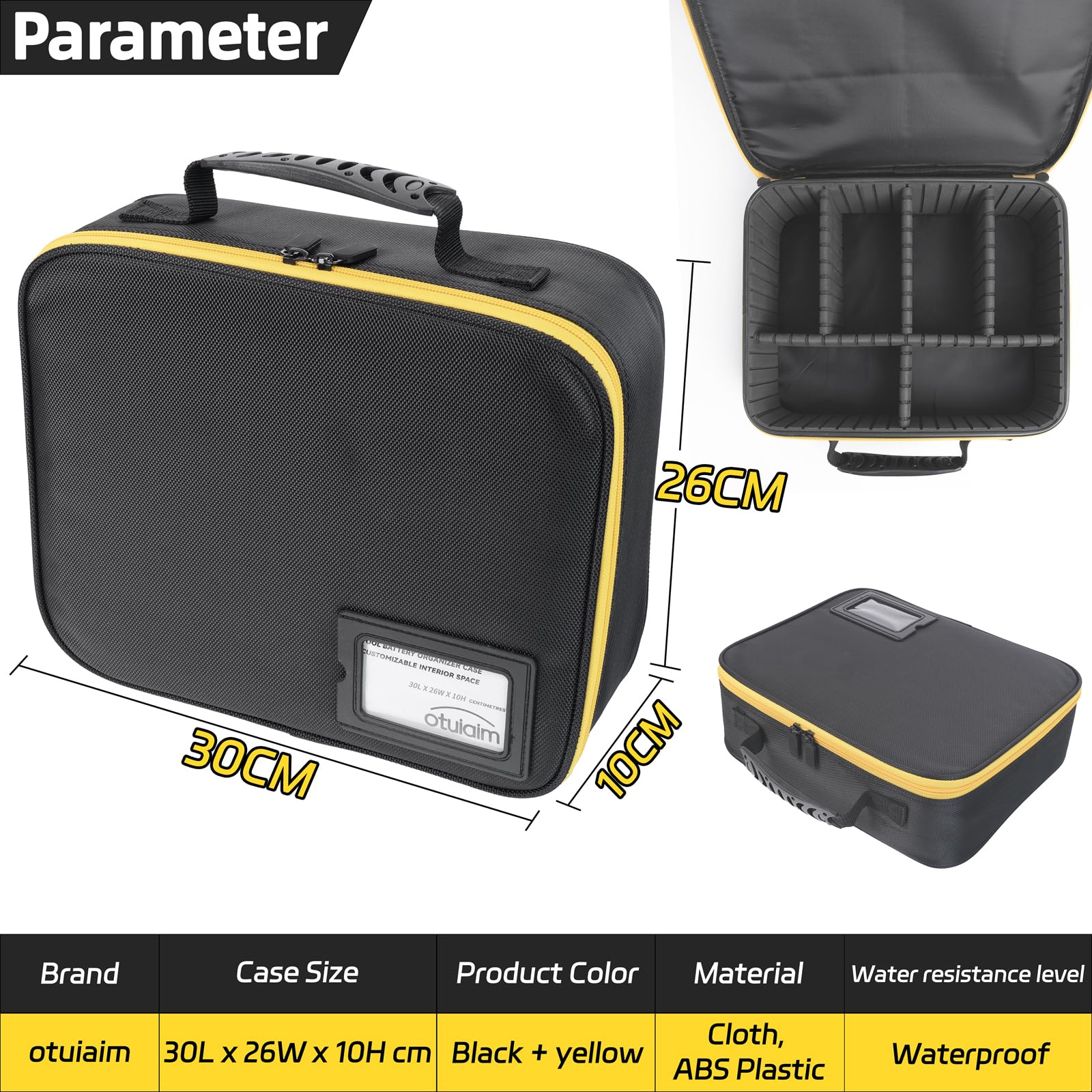 30 x 26 x 10 cm Borse per Utensili con Divisori Regolabili - Custodia Rigida Portatile per Batterie/Caricabatterie, Grande Borsa Cassetta per Attrezzi Accessori, Impermeabile Antiurto Cover