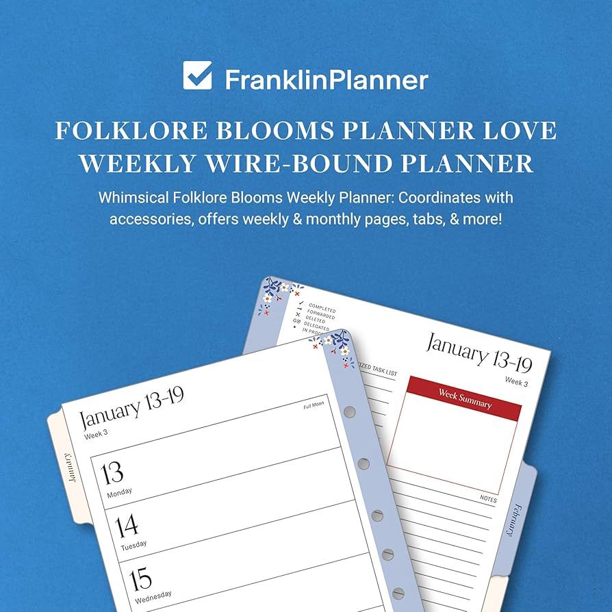 フランクリンプランナー　Planner Love Woodland Binder Planner Love Blush Blossoms Simulated Leather Snap Binder