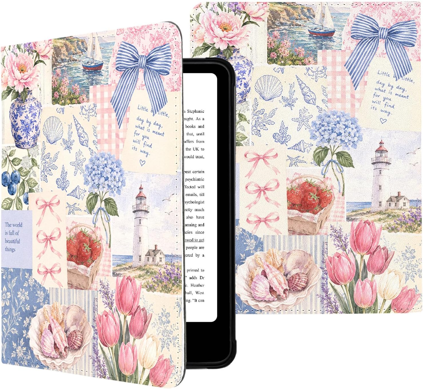 Cute Blueberry Bow Flower Case for 7" Kindle Paperwhite 12th Gen