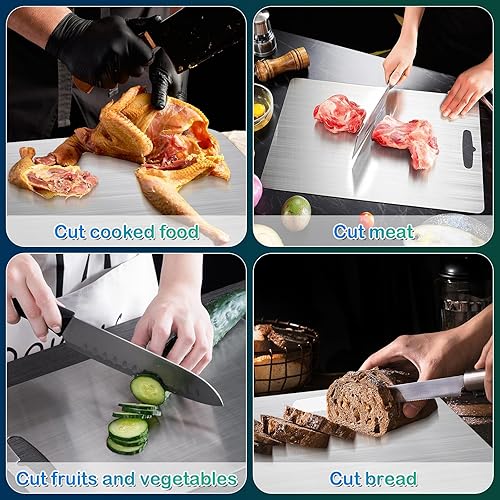 Miniatura 7 de Tabla de cortar de titanio para cocina, tabla de cortar de titanio 100% puro, tabla de cortar de doble cara de grado alimenticio, duradera, higiene,
