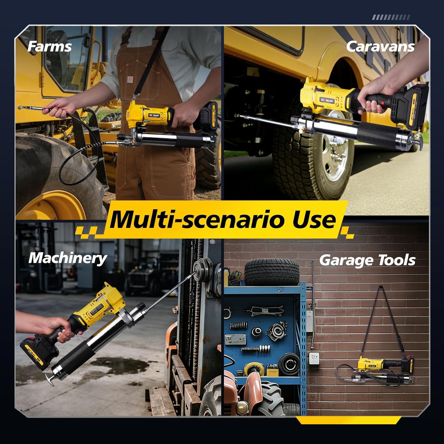 GEVEELIFE Electric Grease Gun - Equipped with 2×2000mAh Batteries, Fast Charger & 90° Swivel Coupler, 10,000 PSI - Works with Bulk & Cartridge Grease for Farm, Truck, Construction
