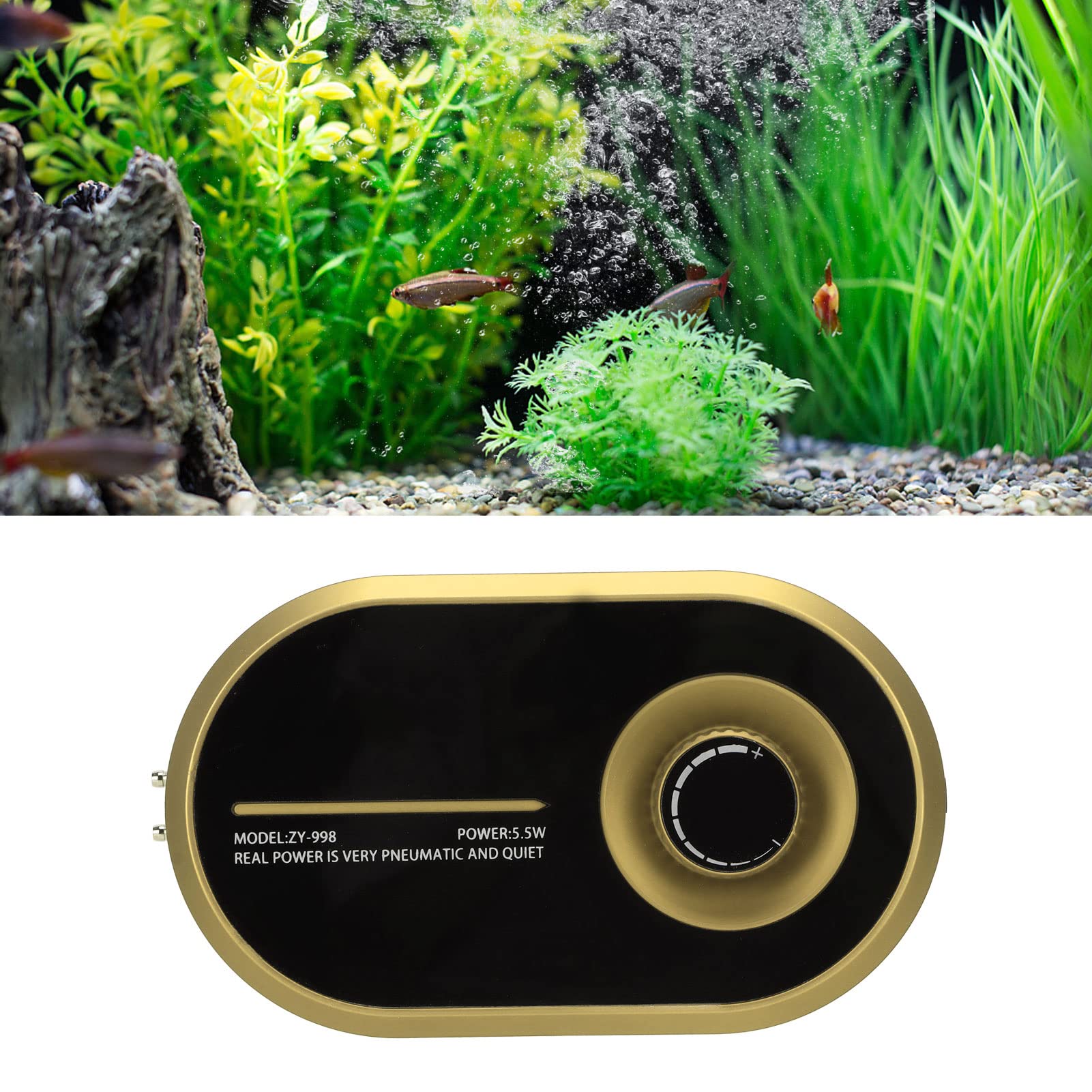 Naroote Wyjątkowo Cicha Pompa Powietrza do Akwarium z regulowaną ilością Powietrza, pompą Tlenu Napowietrzacza Akwarium, Samoczynnym Uruchamianiem w Przypadku Przerwy w Zasilaniu