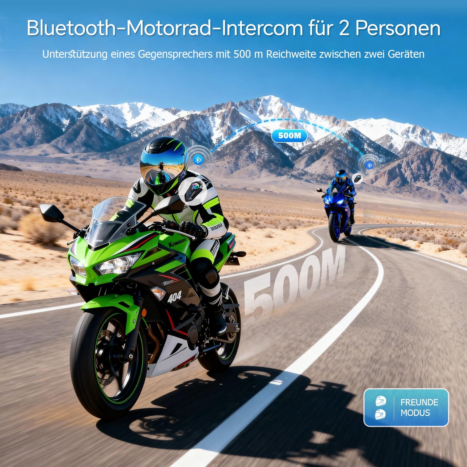 Intercom - Cuffie da moto per 2 persone, sistema di comunicazione Bluetooth