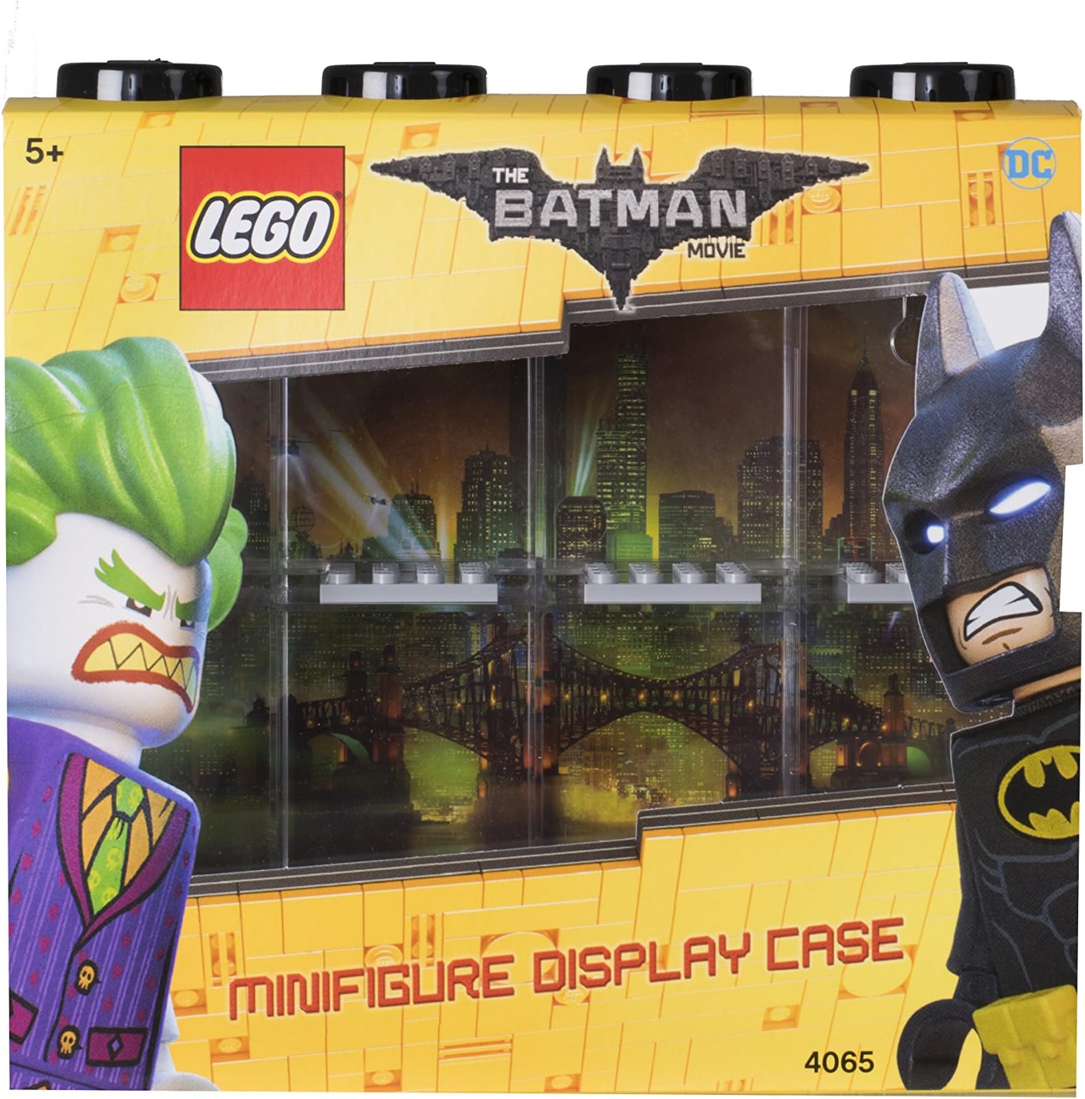 Batman Minifigure Display Case for 8 Minifigures, Stackable Container for Wall or Desk - Black