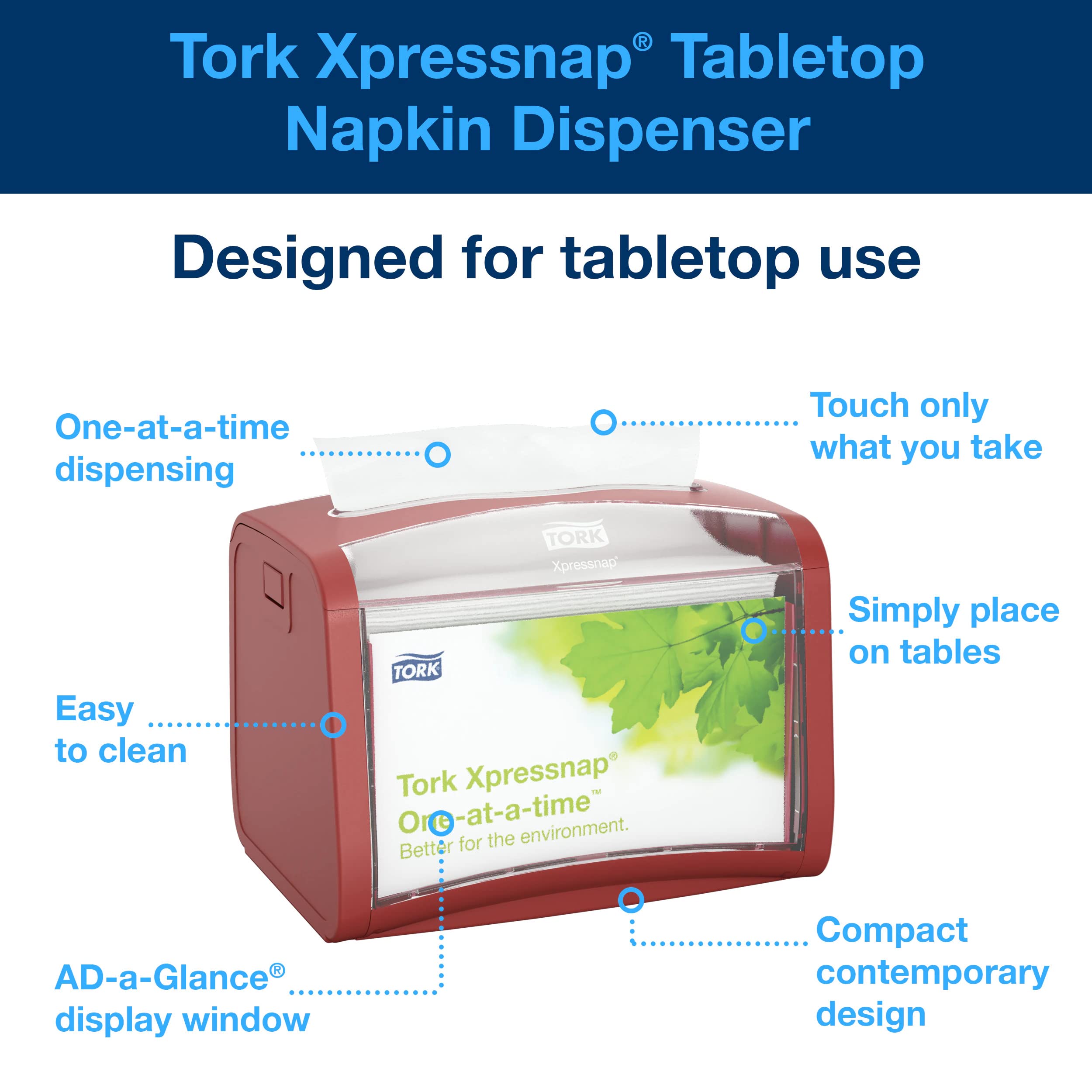 Tork Xpressnap Tischspender Rot N4, Signature Linie, 15,5 cm × 20,1 cm × 15,0 cm, 272612 (x4)
