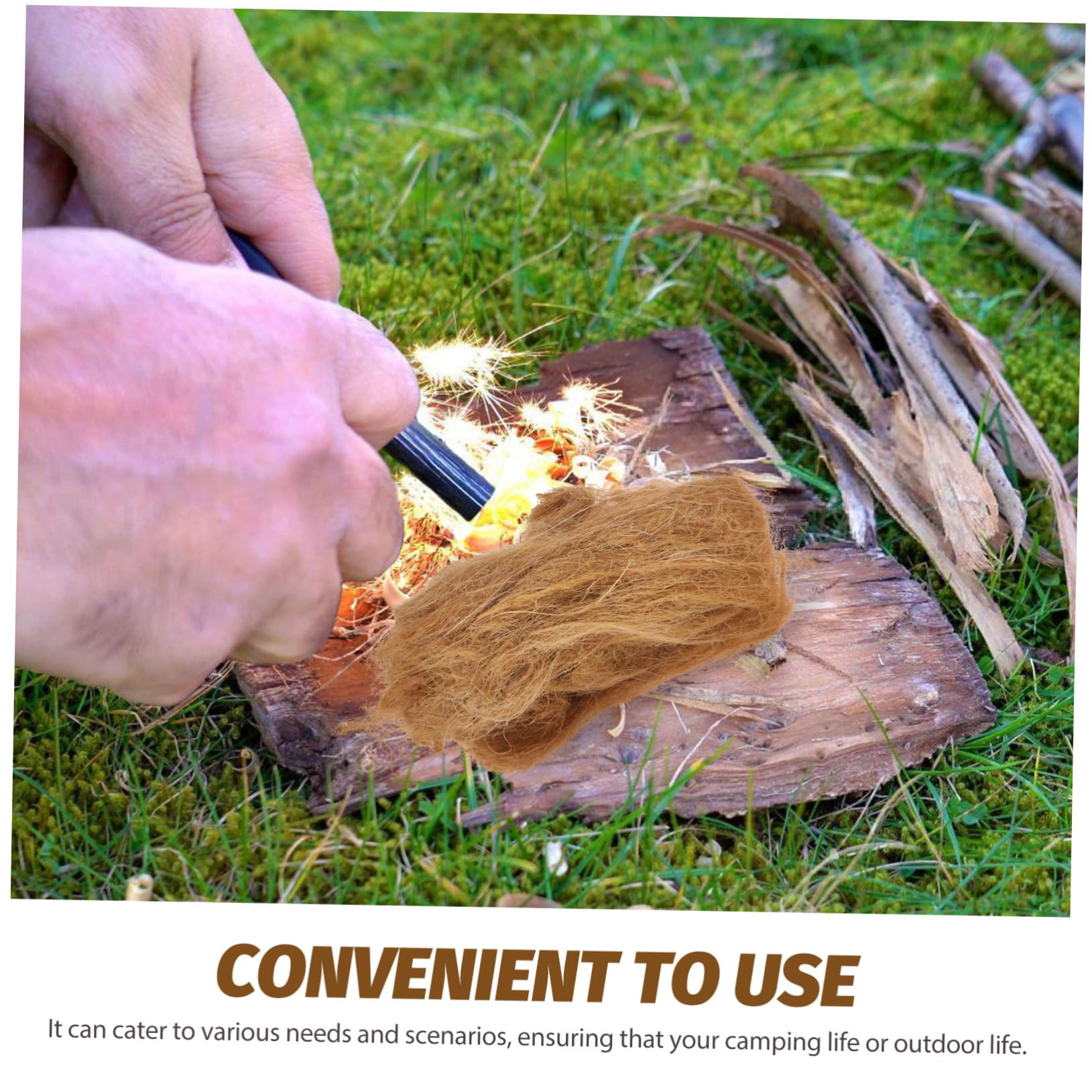 BCOATH 4pcs Natural Jute Fire Starters - Outdoor Fire Igniter for Camping Hiking Survival Quick Ignition Emergency Starter Tool Lightweight