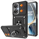 Fit for OnePlus Nord N30 5G Case with Slide Camera Cover & Screen Protector &lpar;2 Pack&rpar;&comma; Build in 360° Rotating Ring Kickstand &lbrack;Military Grade&rsqb; Protective Case for Nord N30 5g Case&comma; Black