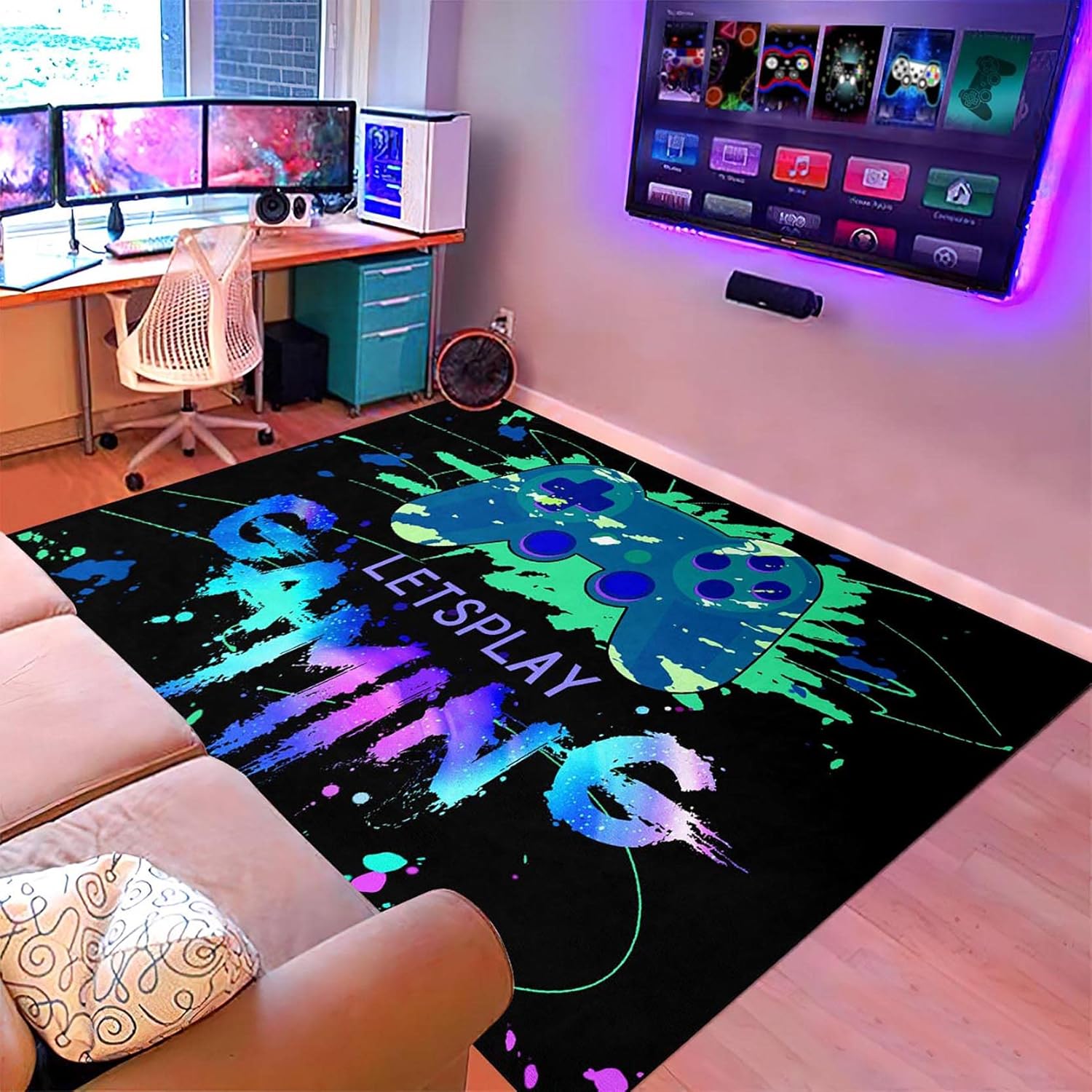Game Controller Area Rug for Boys Large Video Gaming Carpet