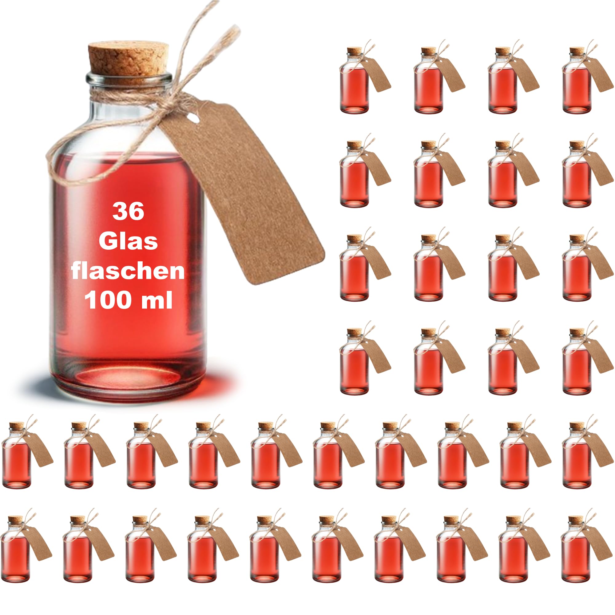 casavetro 36 botellas de cristal pequeñas de 100 ml de 10 cm de alto para decoración de mesa, para bodas, regalos de invitados