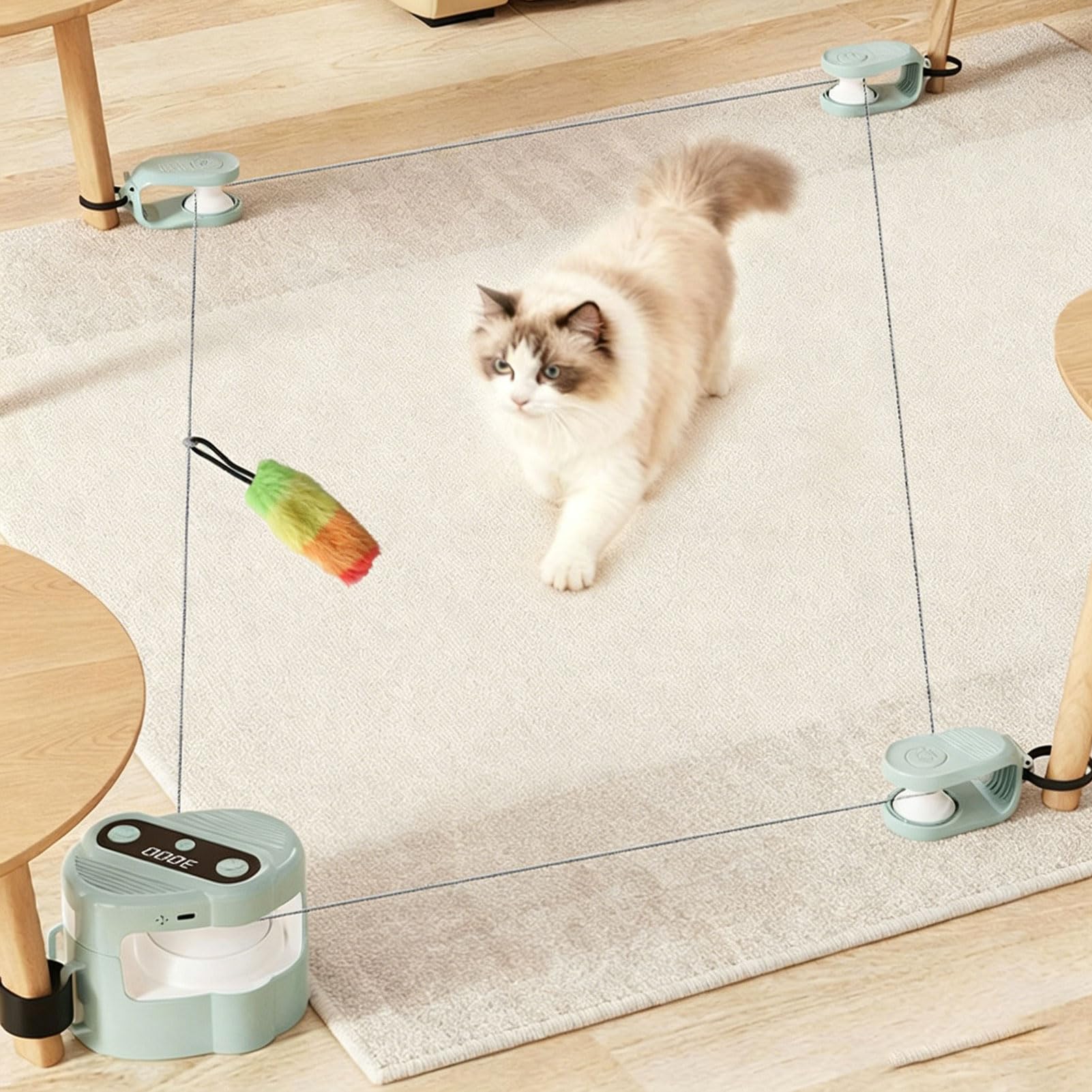 Interaktives Katzenspielzeug für Wohnungskatzen Die Allein zu Hause Bleiben Raupe mit Vogelgezwitscher mit Intelligenten Bewegungspfaden 2400MAH Wiederaufladbare Batterie (Green)