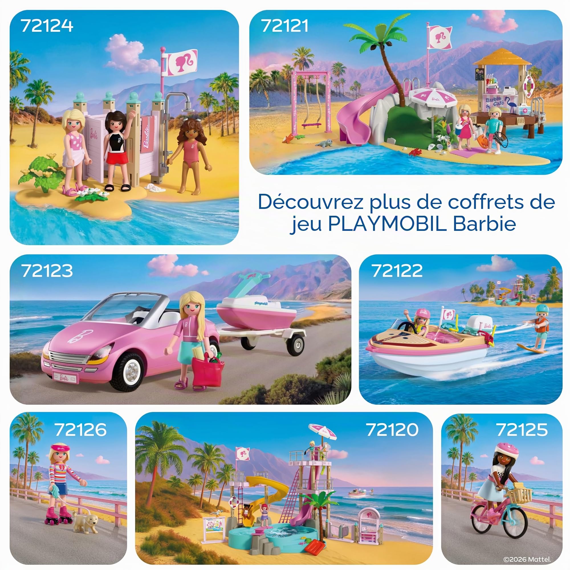 Playmobil, Barbie, Bateau d’Aventure, Bateau Rapide avec Barbie et Ken, Action de Wakeboard et de Snorkeling pour Enfants, Jouet Aquatique, pour Enfants à partir de 4 Ans, 72122