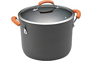 Rachael Ray Hard-Anodized Nonstick 10Qt Stock Pot with Lid, Gray