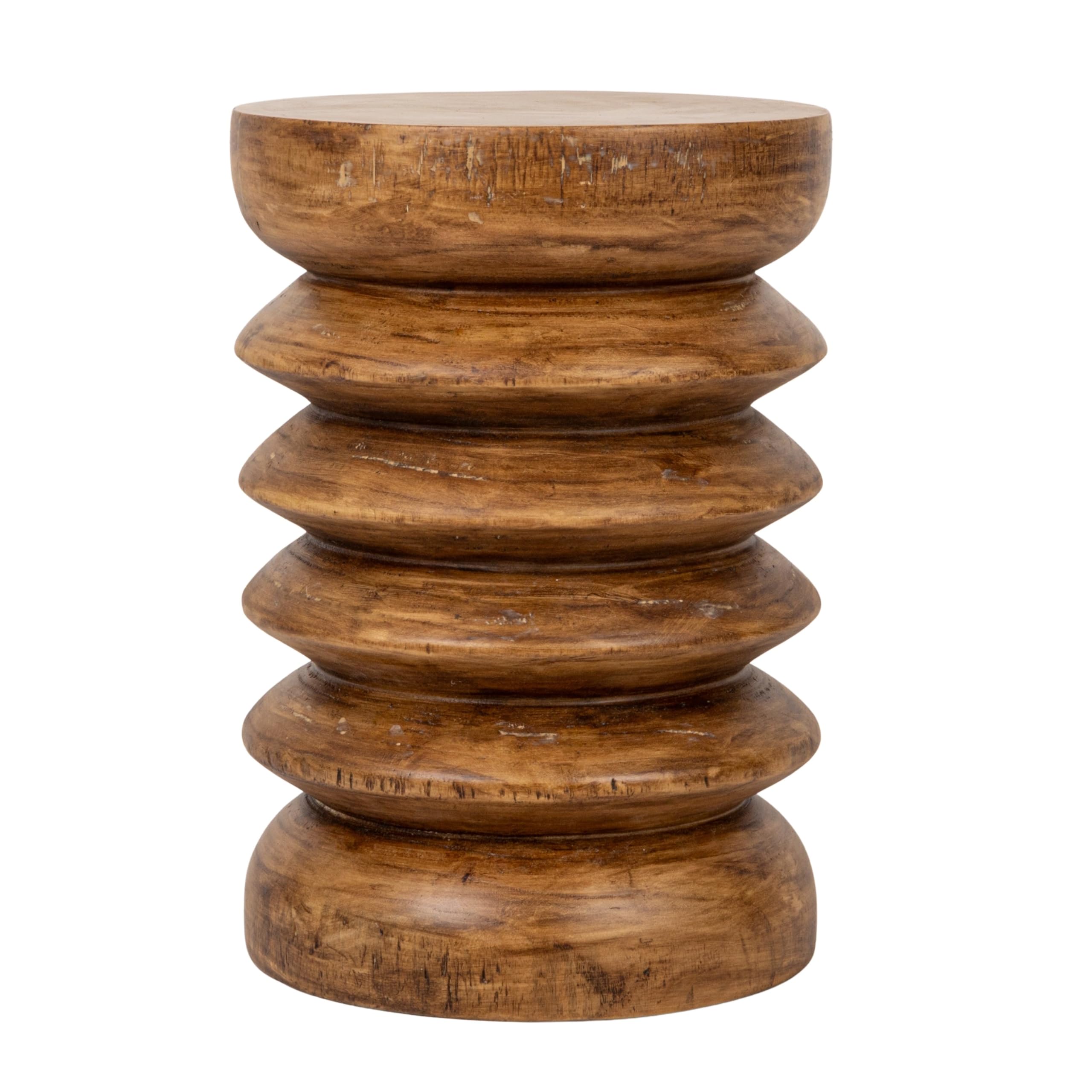 Creative Co-Op Paulownia Wood Accordion End Table, Honey Walnut