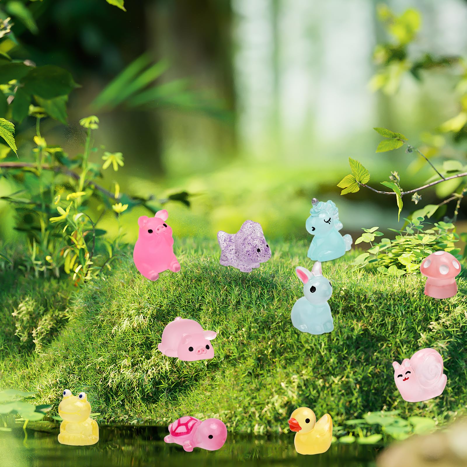 12 pezzi animali da giardino fatati in resina, accessori per giardino fatato, kit micro paesaggio, statuette in miniatura, per il fai da te, decorazione della casa delle bambole, decorazione per la