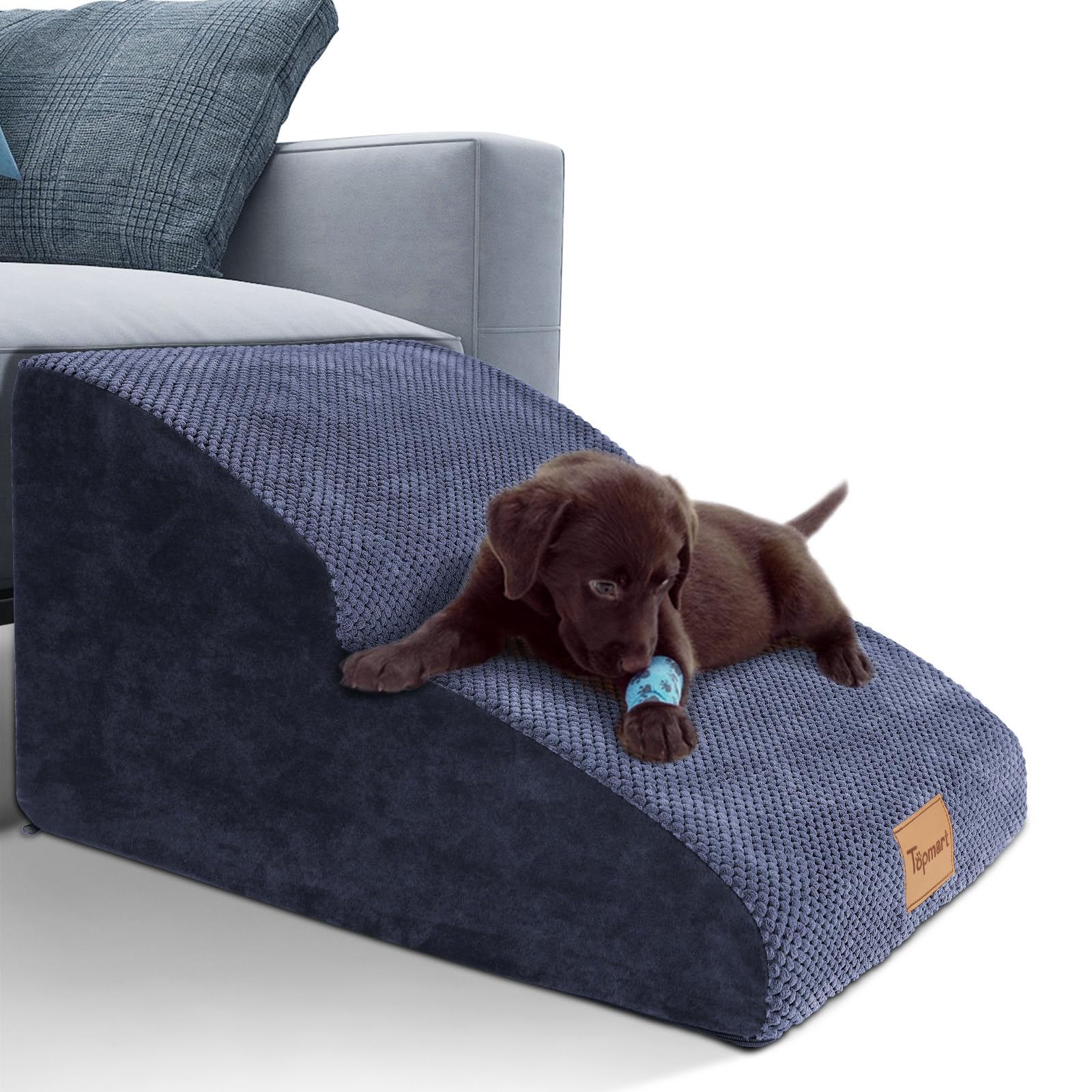Topmart High Density Extended Foam Dog Ramp&amp;Steps 2 Tiers,11.8" High
