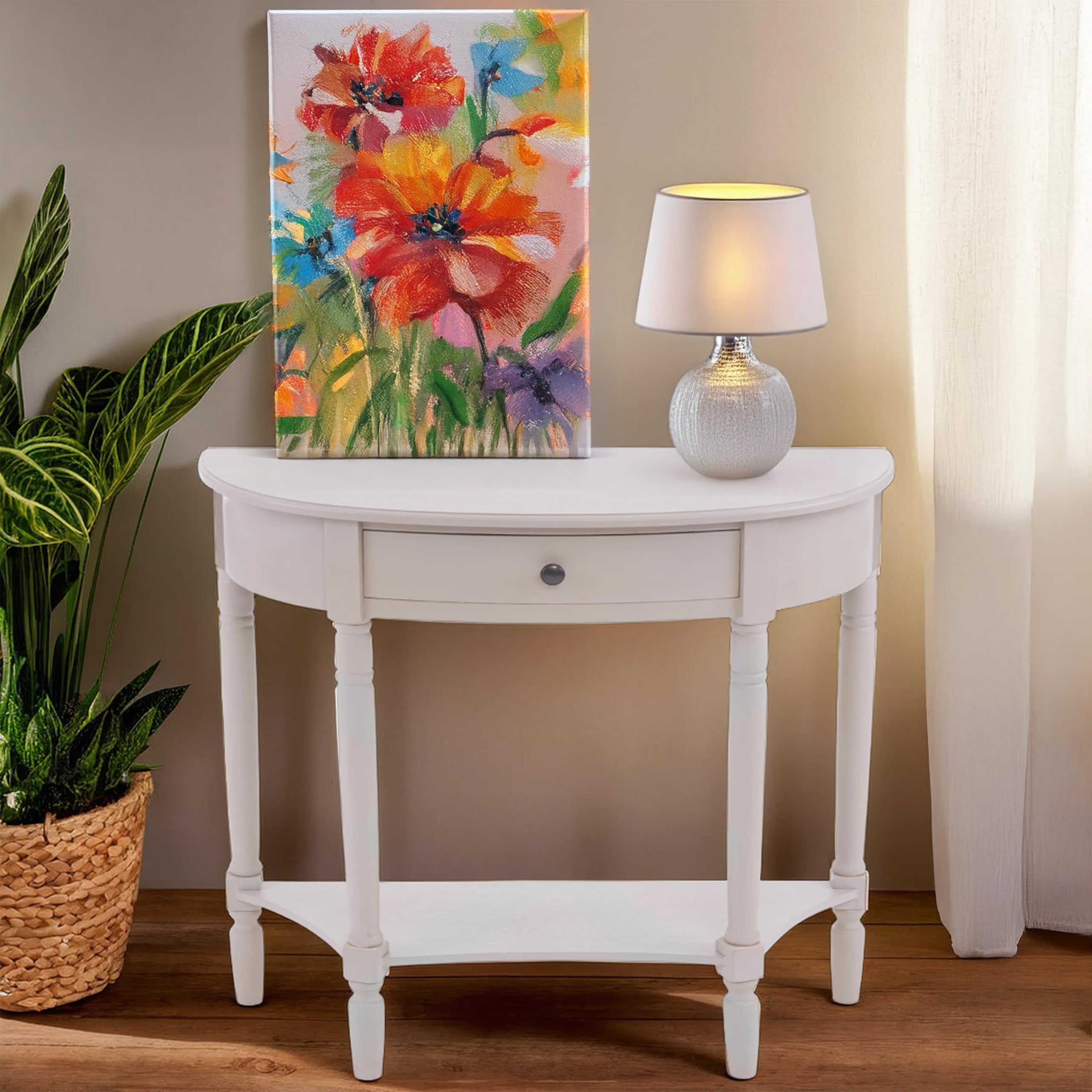 Premier Housewares Heritage 1-Drawer Console Table, Wood, Vintage Grey