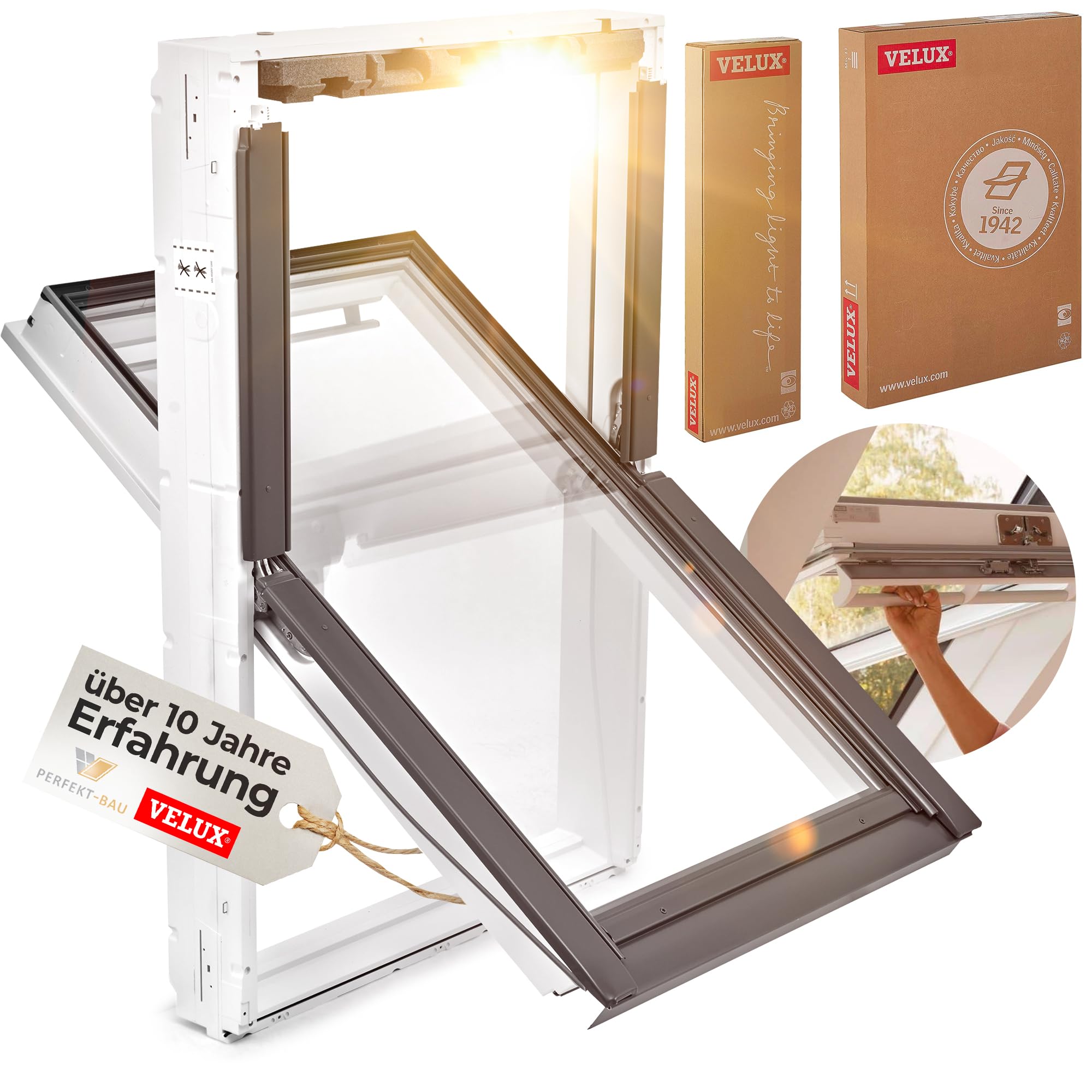 VELUX Kunststoff Dachfenster mit 2-fach Verglasung inkl. Eindeckrahmen und gratis Rollo (78 x 118 (MK06))