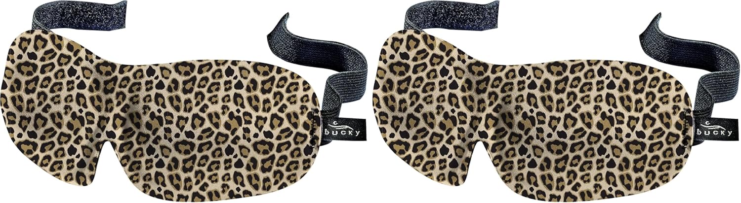 Bucky 40 Blinks No Pressure Printed Eye Mask for Travel & Sleep, Leopard, One Size (Pack of 2)
